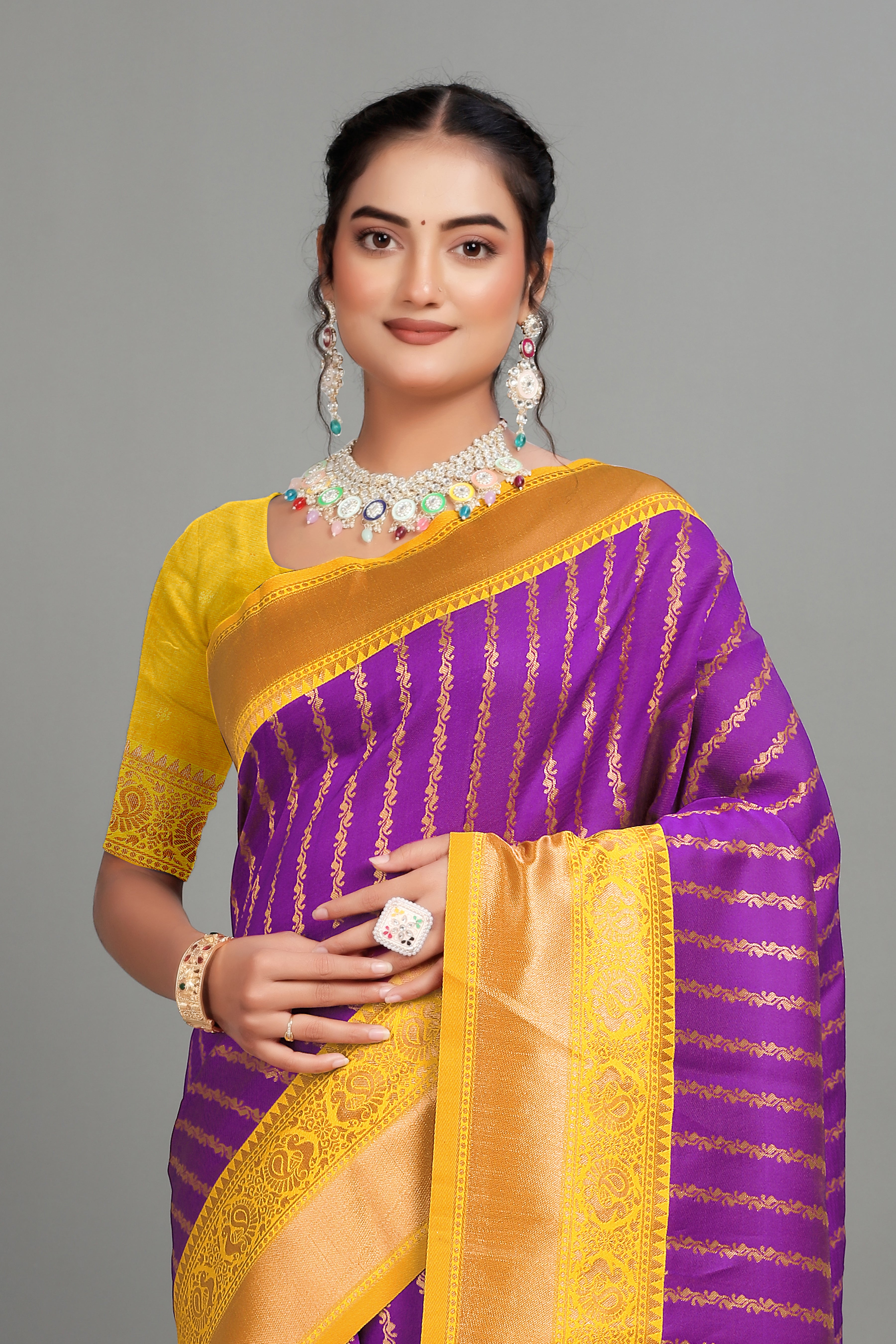 Purple Toned Woven Silk Saree