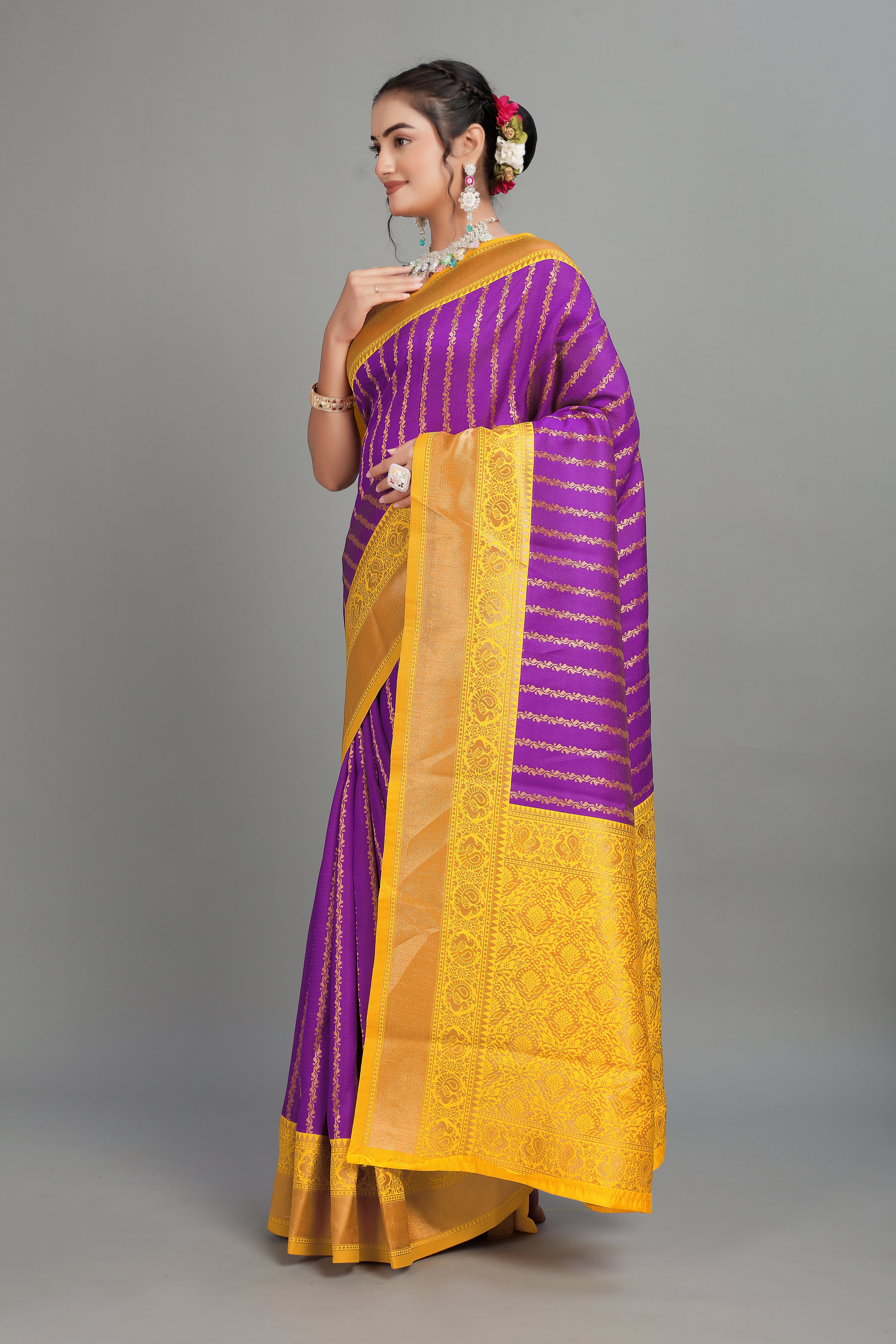 Purple Toned Woven Silk Saree