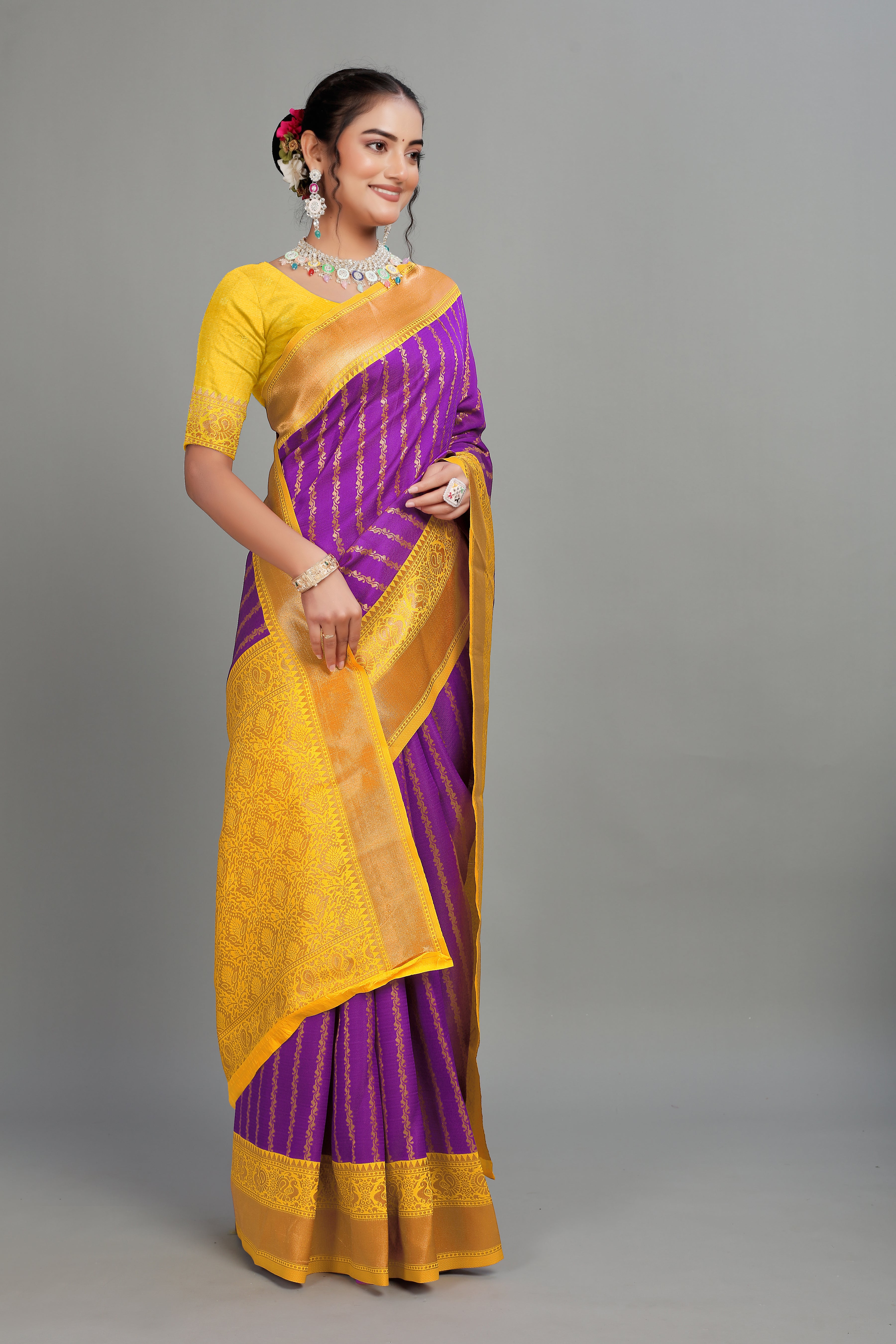 Purple Toned Woven Silk Saree