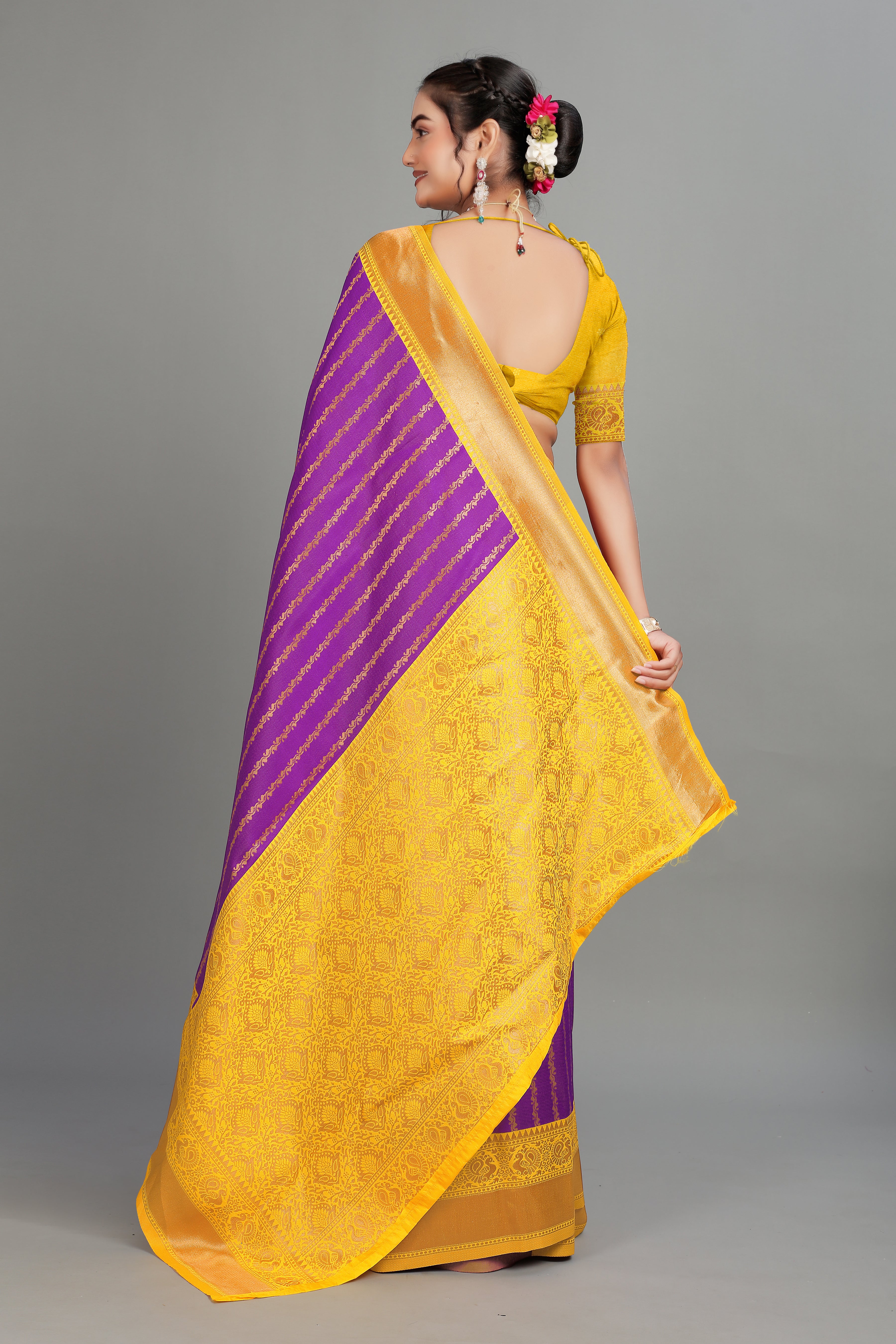 Purple Toned Woven Silk Saree