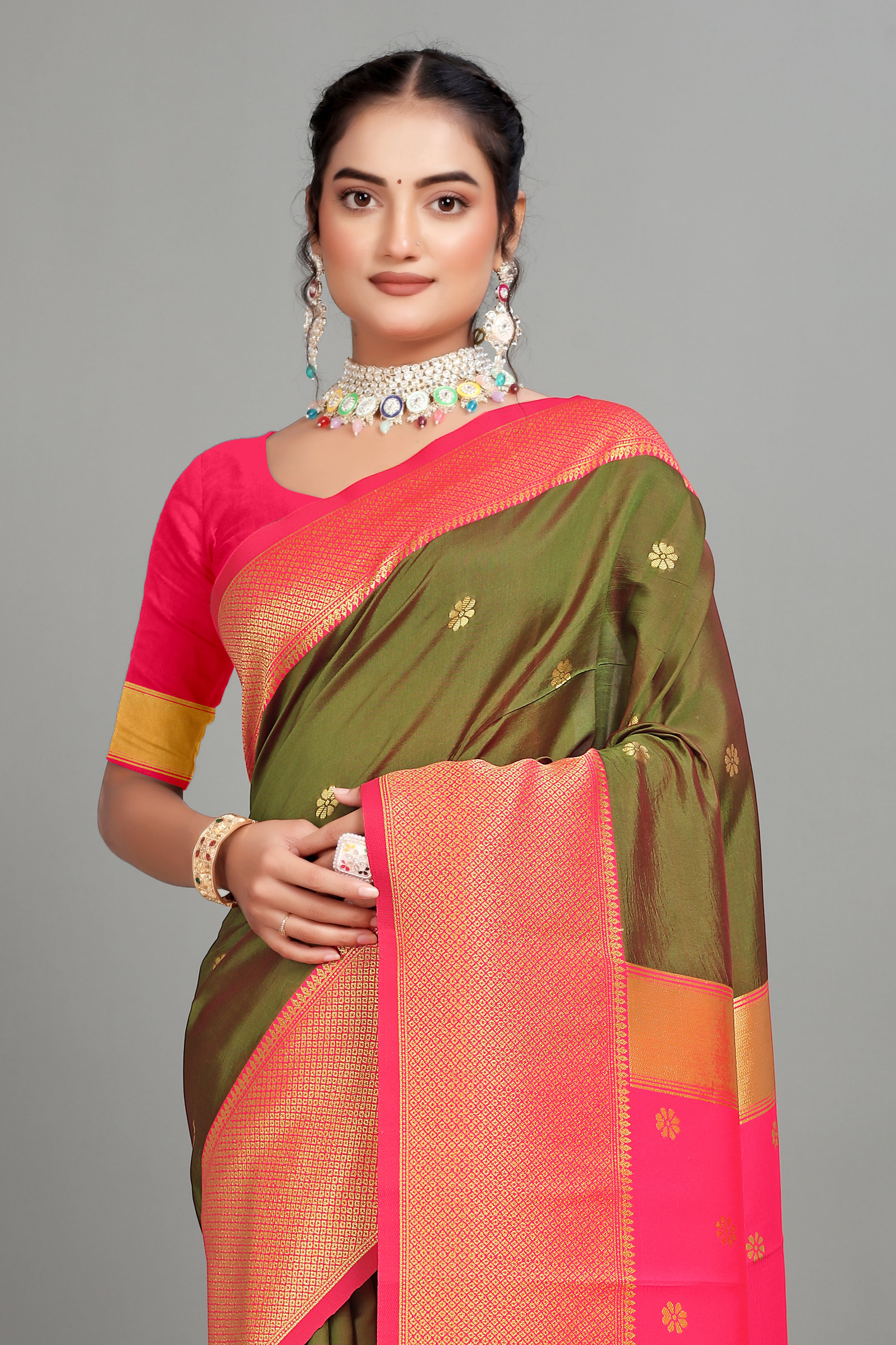 Green Toned Woven Silk Saree