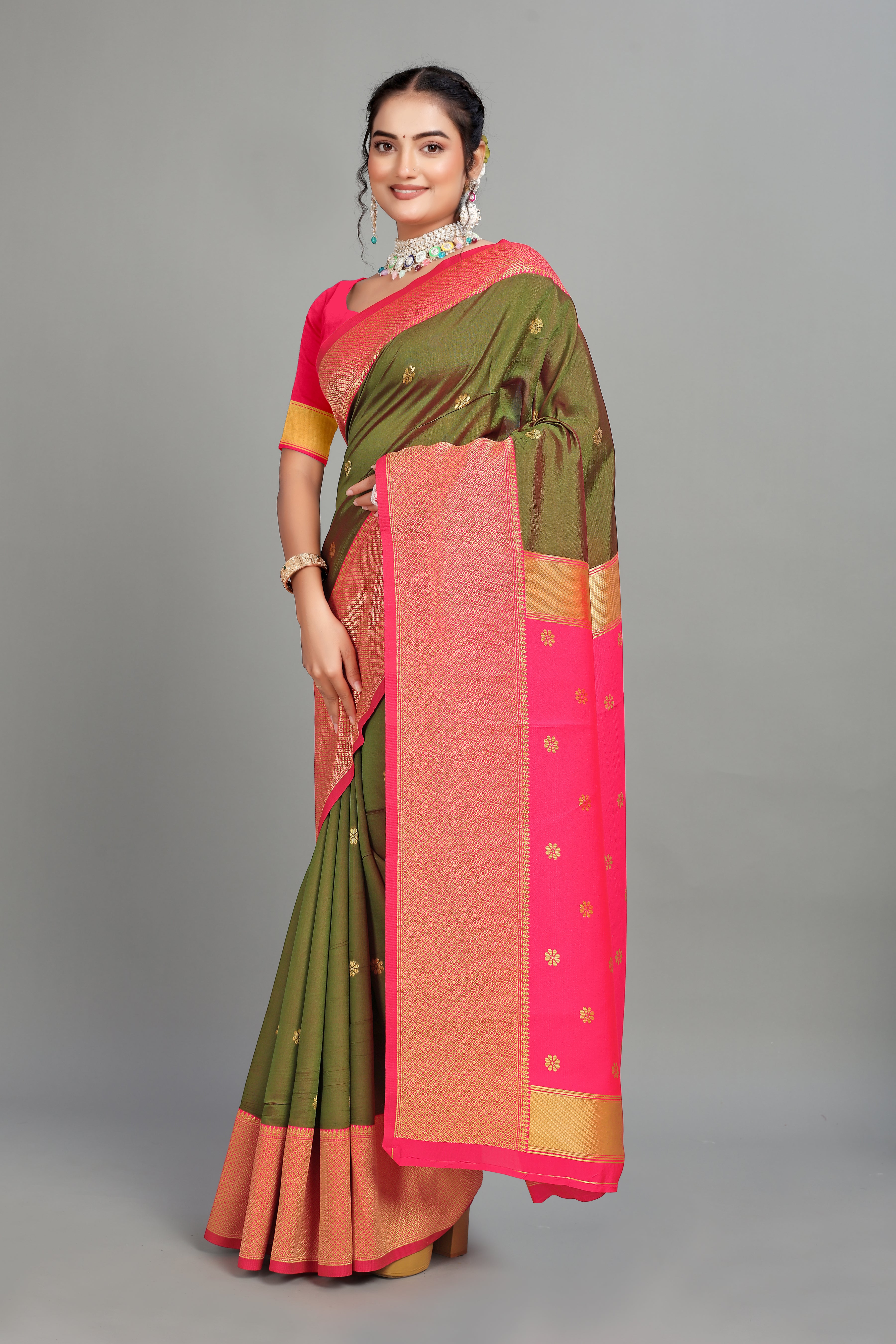 Green Toned Woven Silk Saree