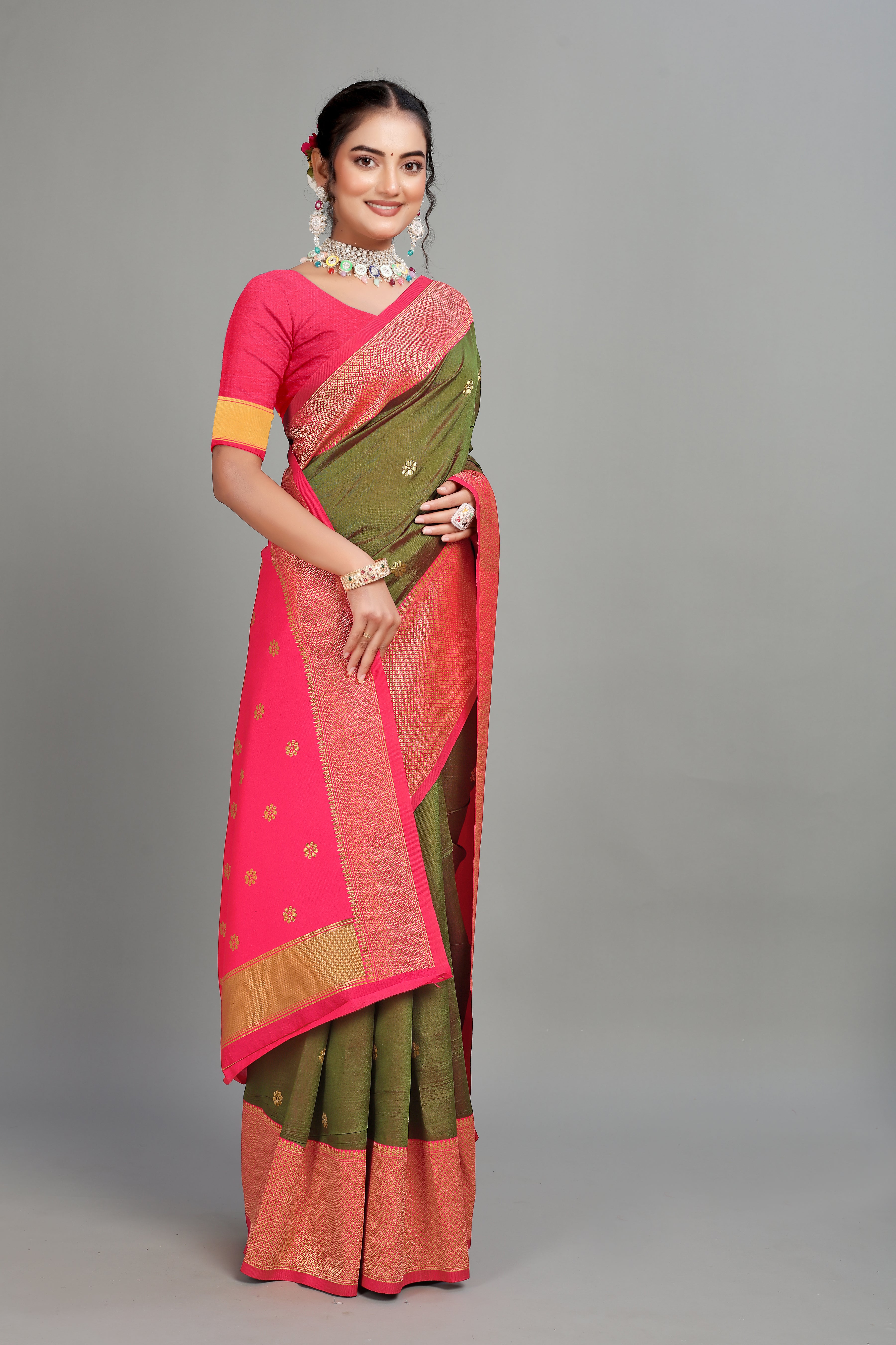 Green Toned Woven Silk Saree