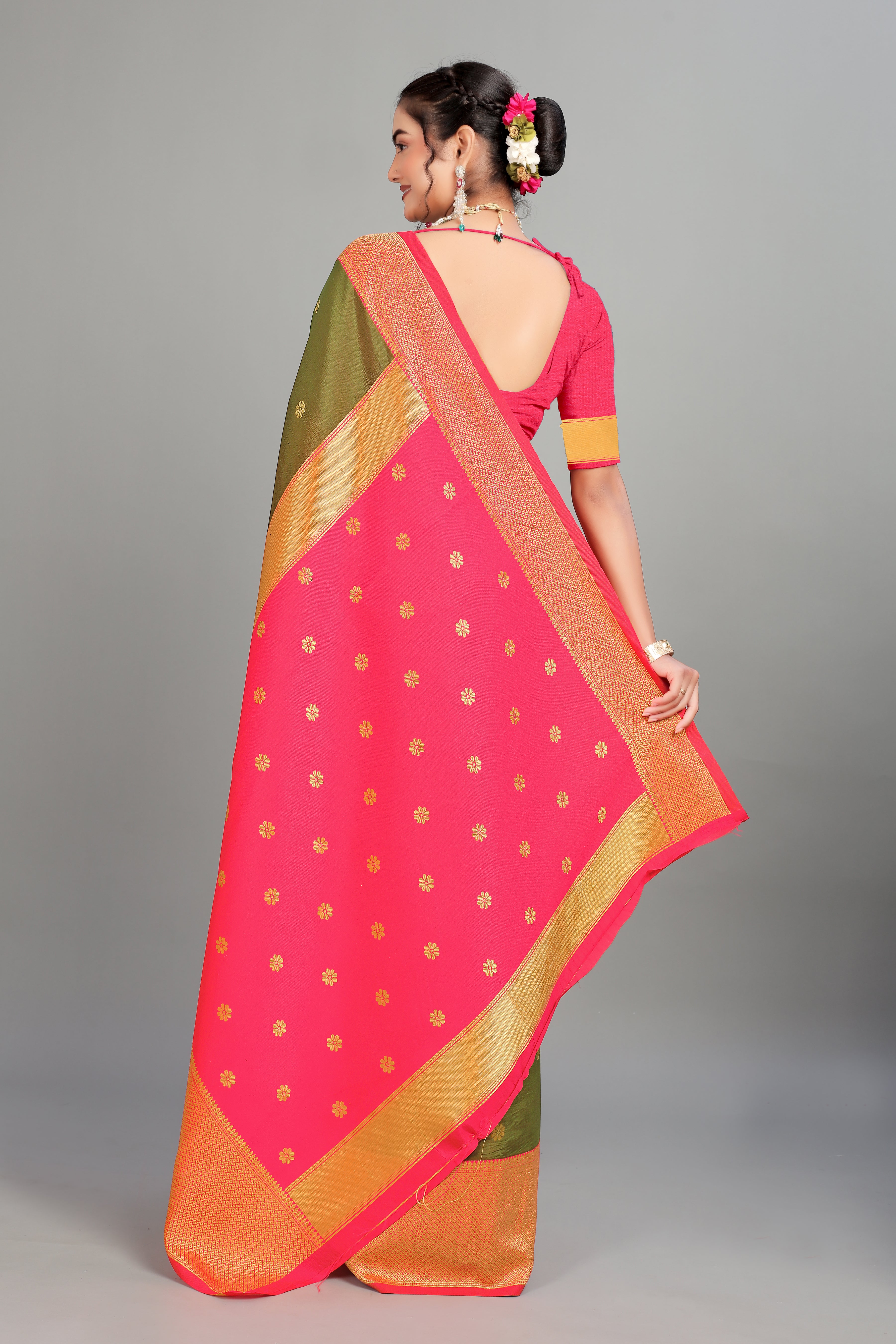 Green Toned Woven Silk Saree