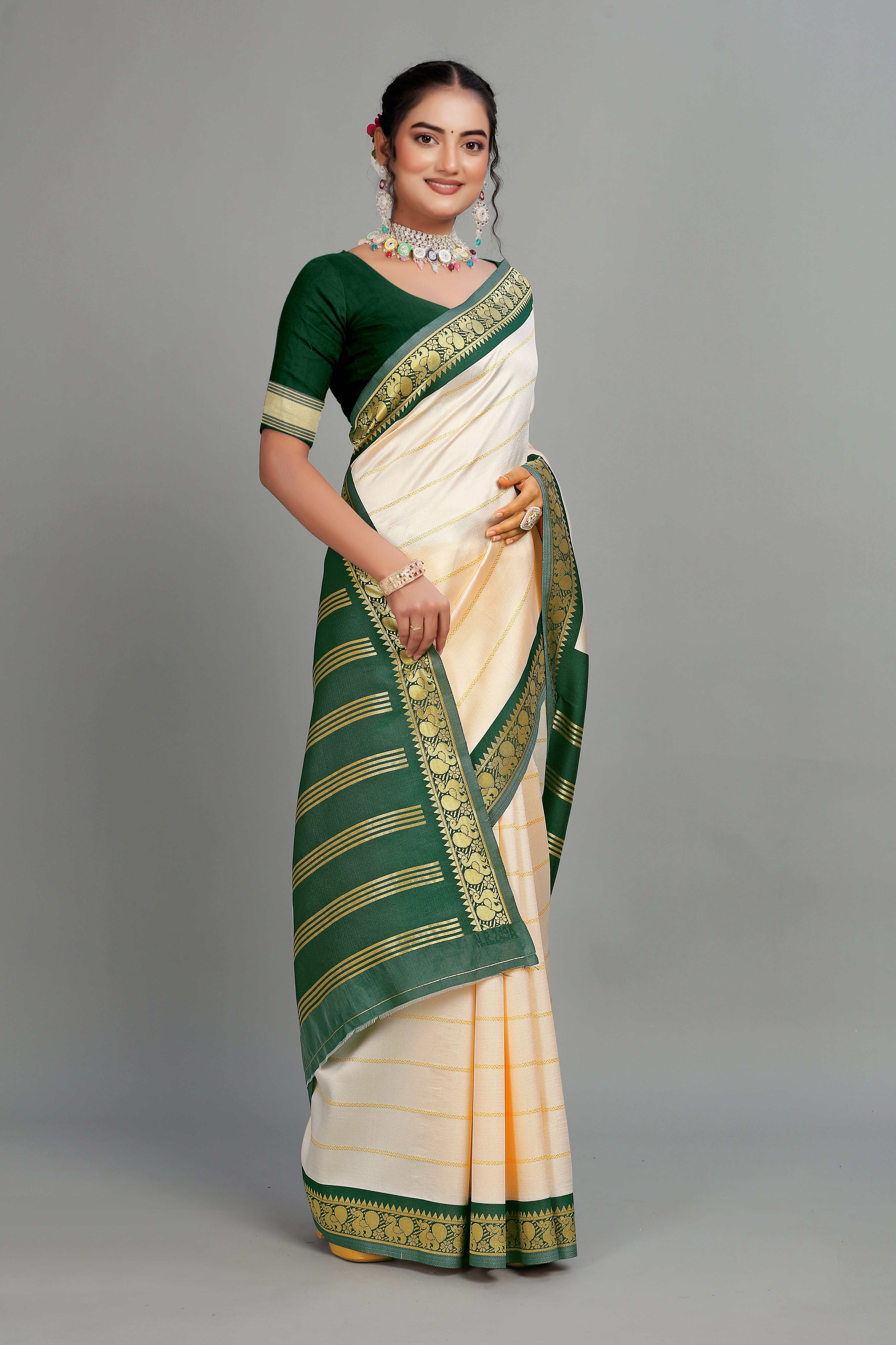 Cream Soft Silk Saree