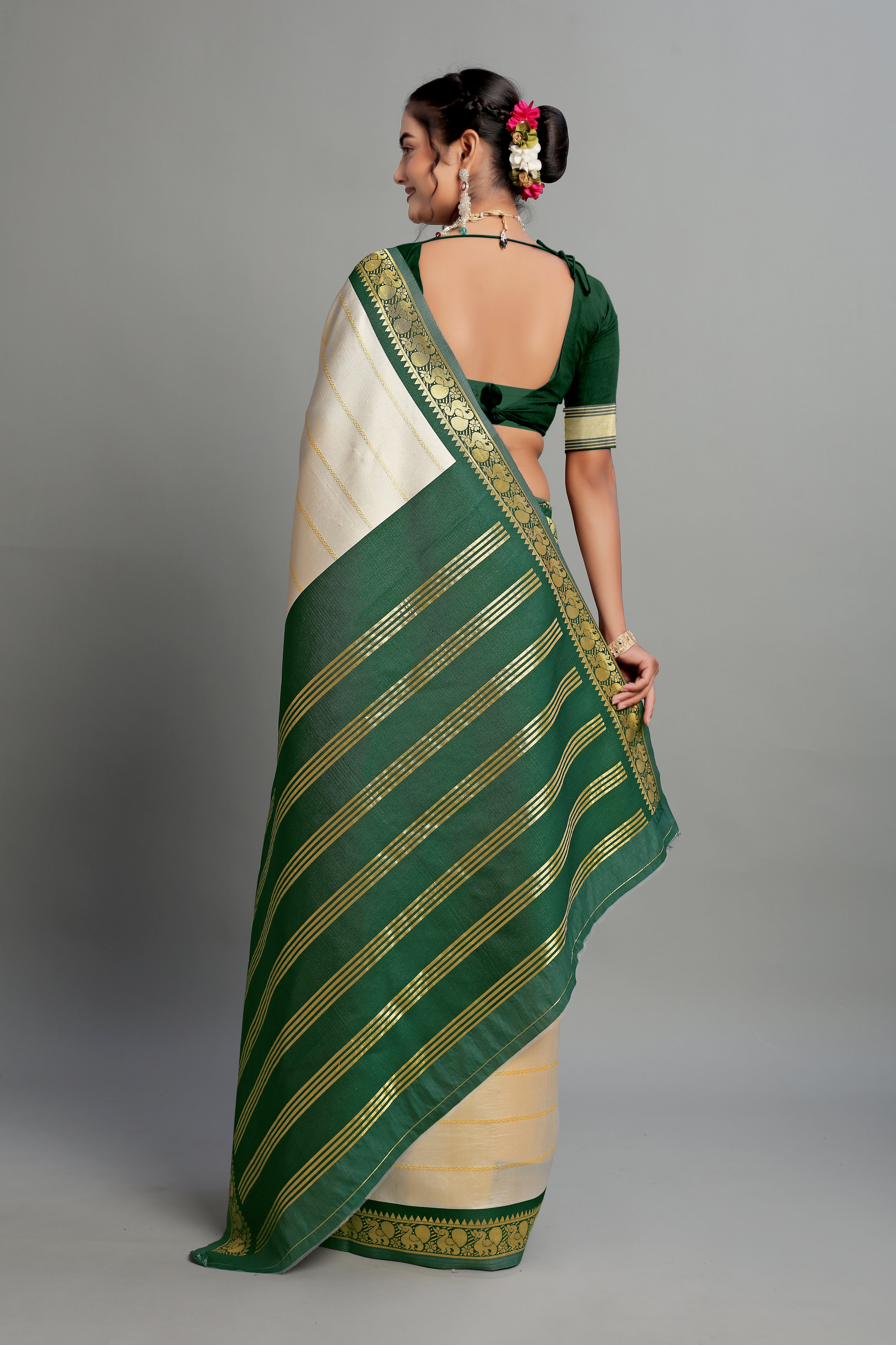 Cream Soft Silk Saree