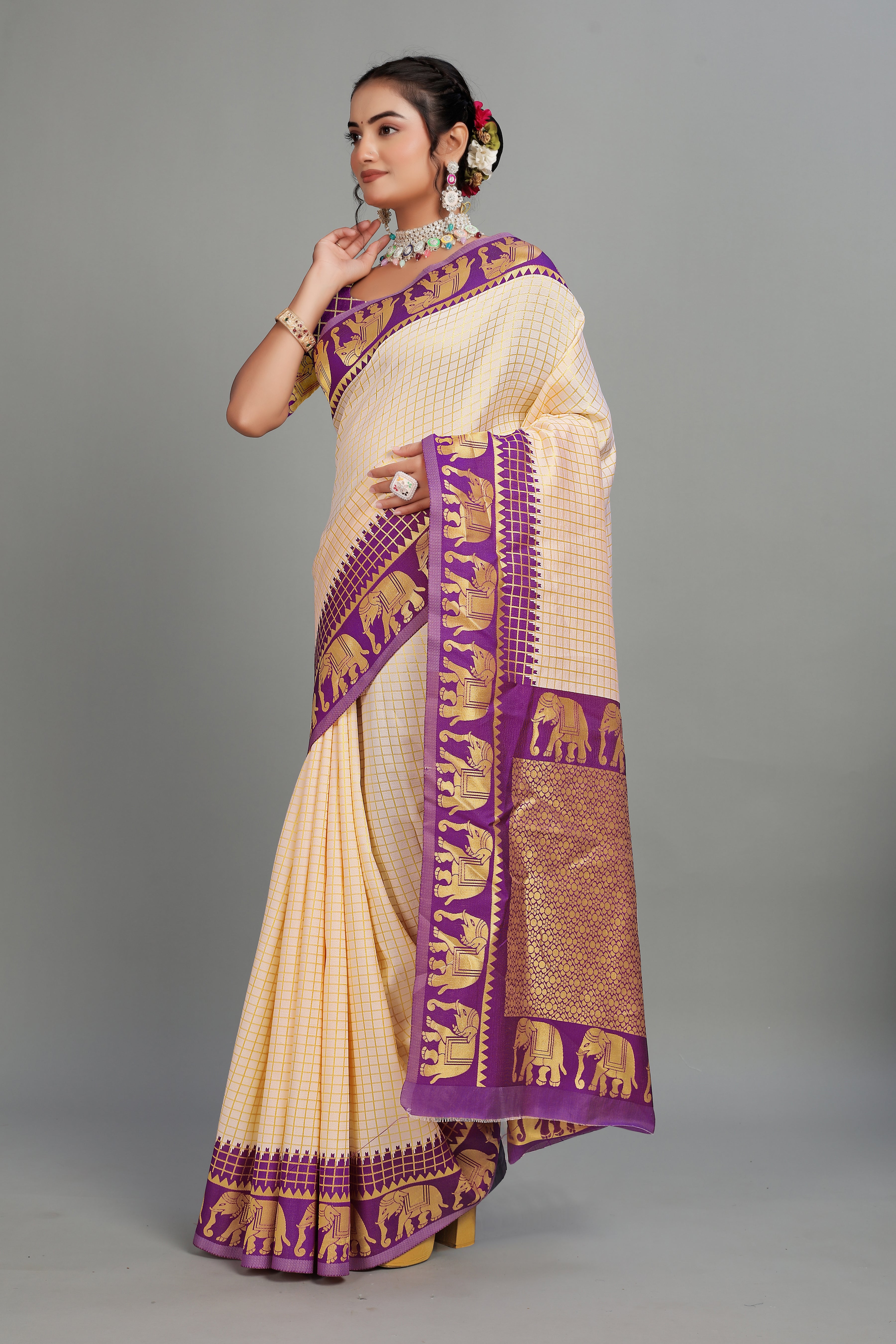 Purple Woven Banarasi Silk Saree