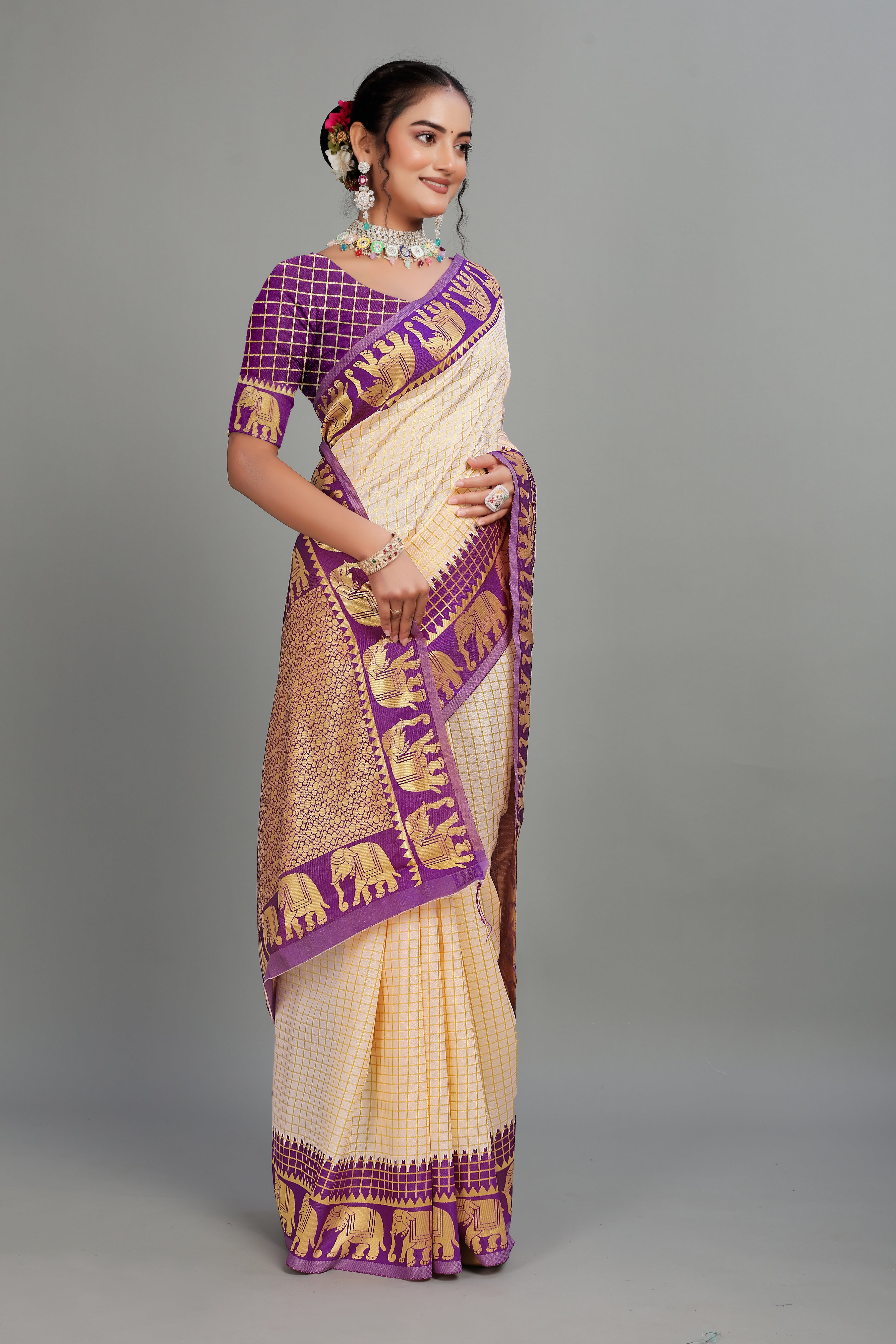 Purple Woven Banarasi Silk Saree