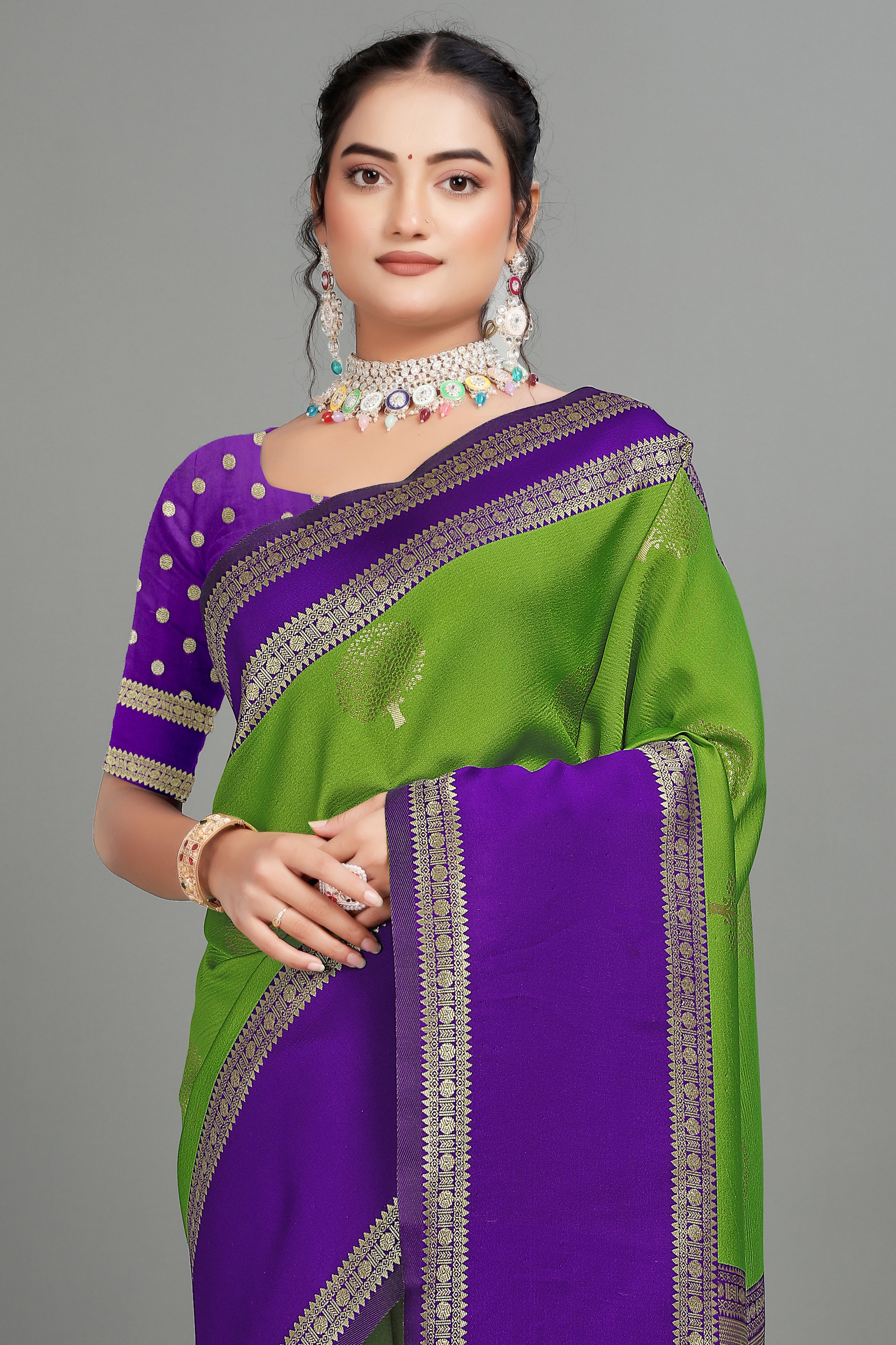 Olive Green Silk Saree