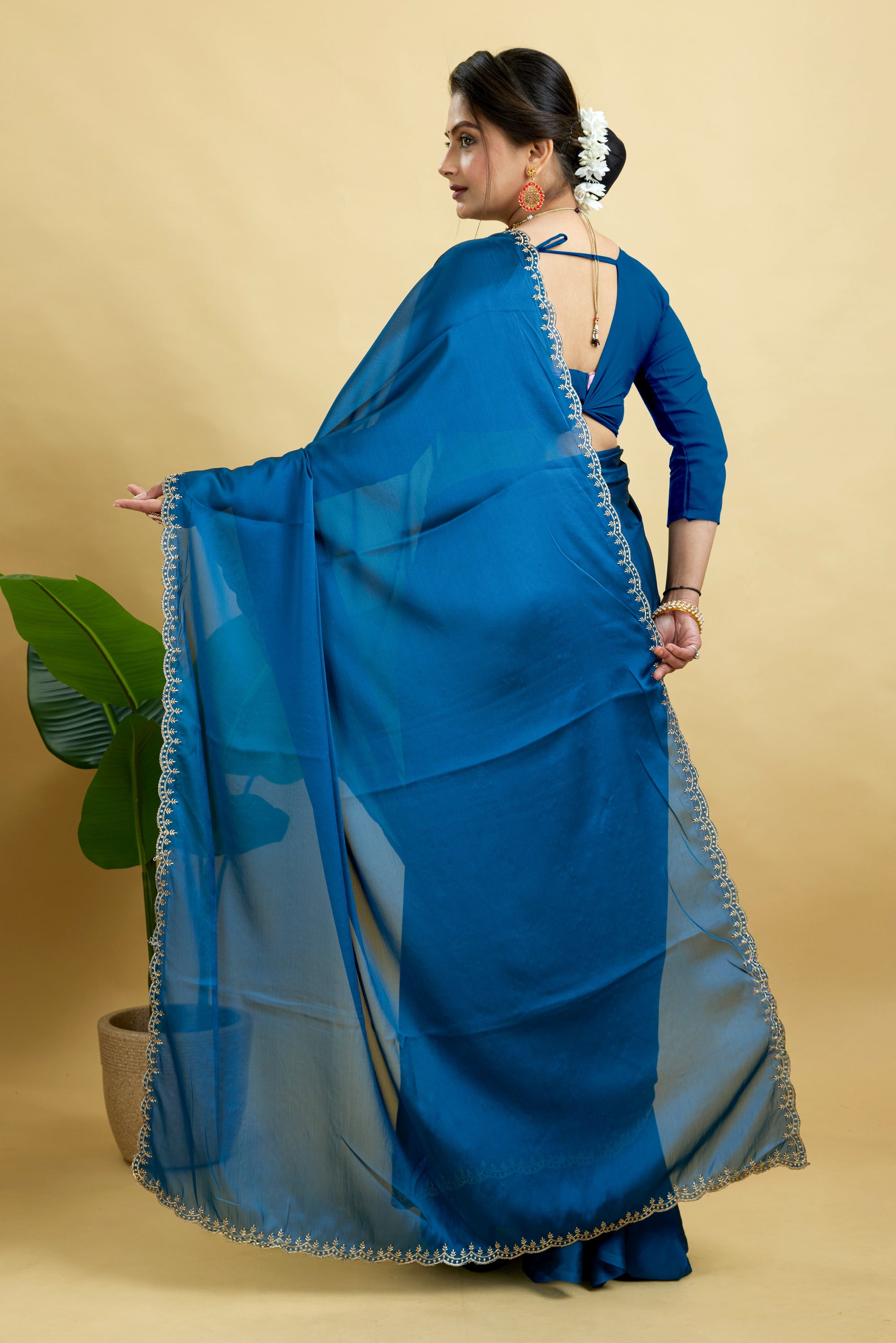 Rama Embroidered Rangoli Silk Saree