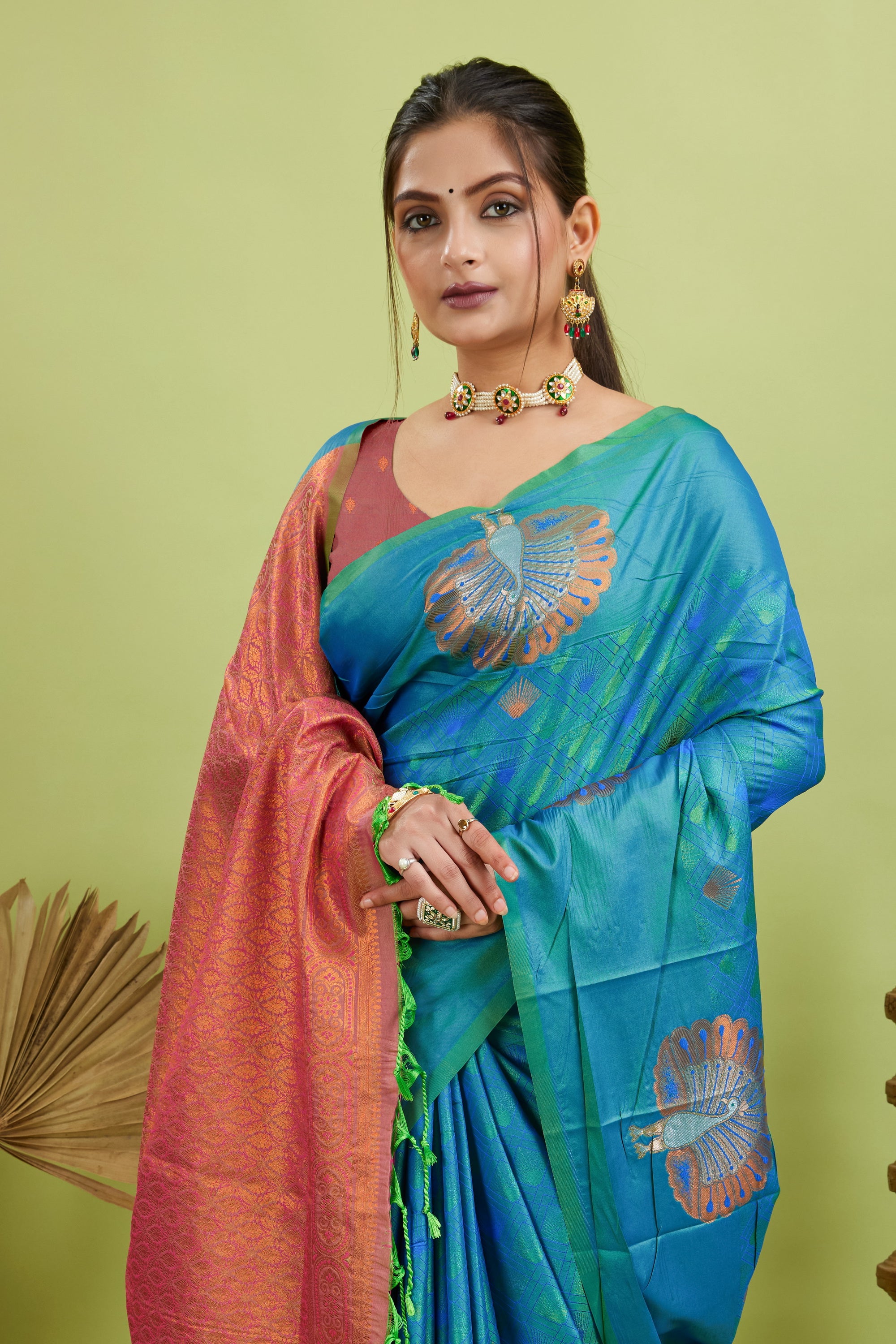 Blue Handloom Woven Banarasi Silk Saree