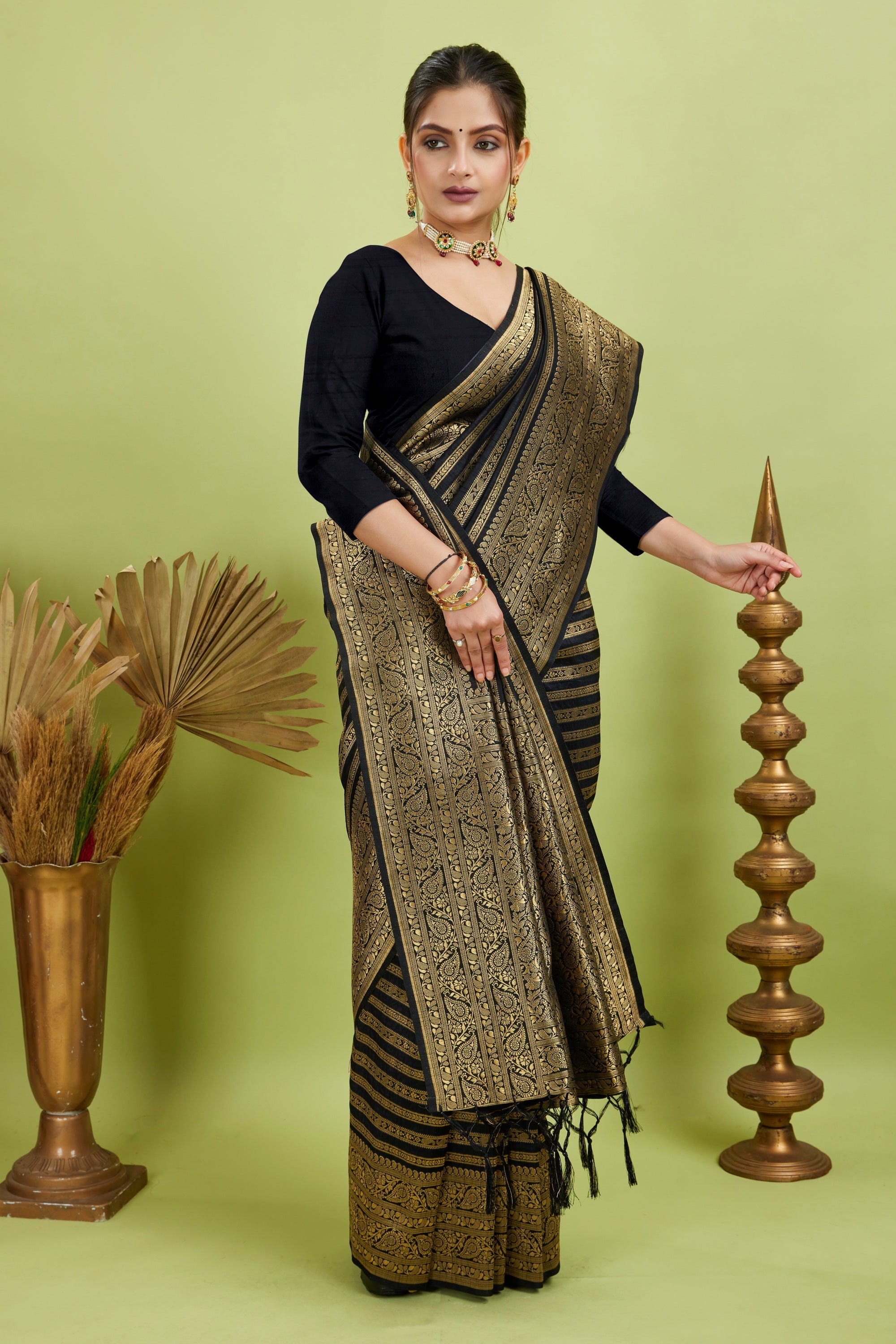 Black Woven Banarasi Khadi Silk Saree