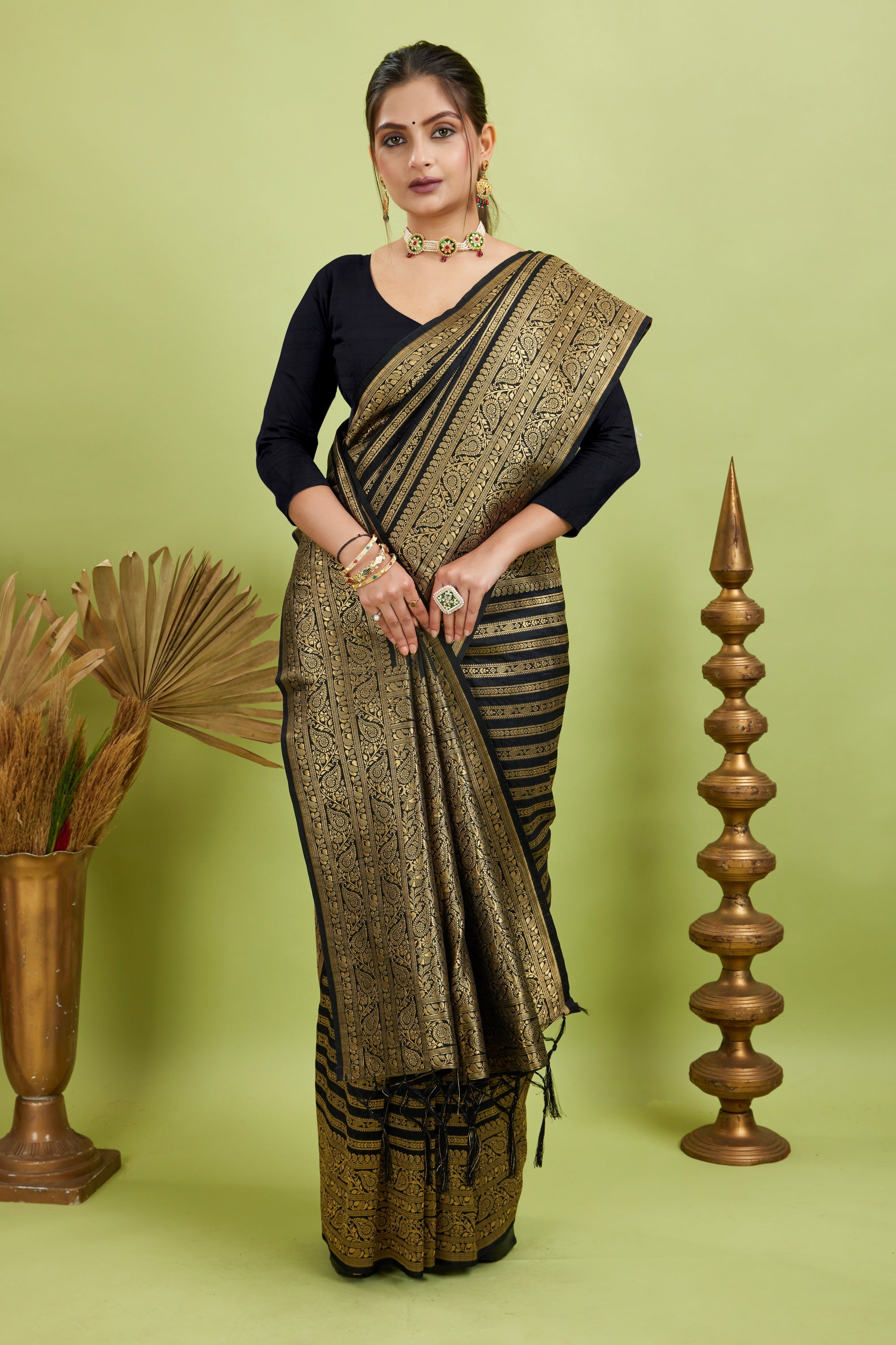 Black Woven Banarasi Khadi Silk Saree