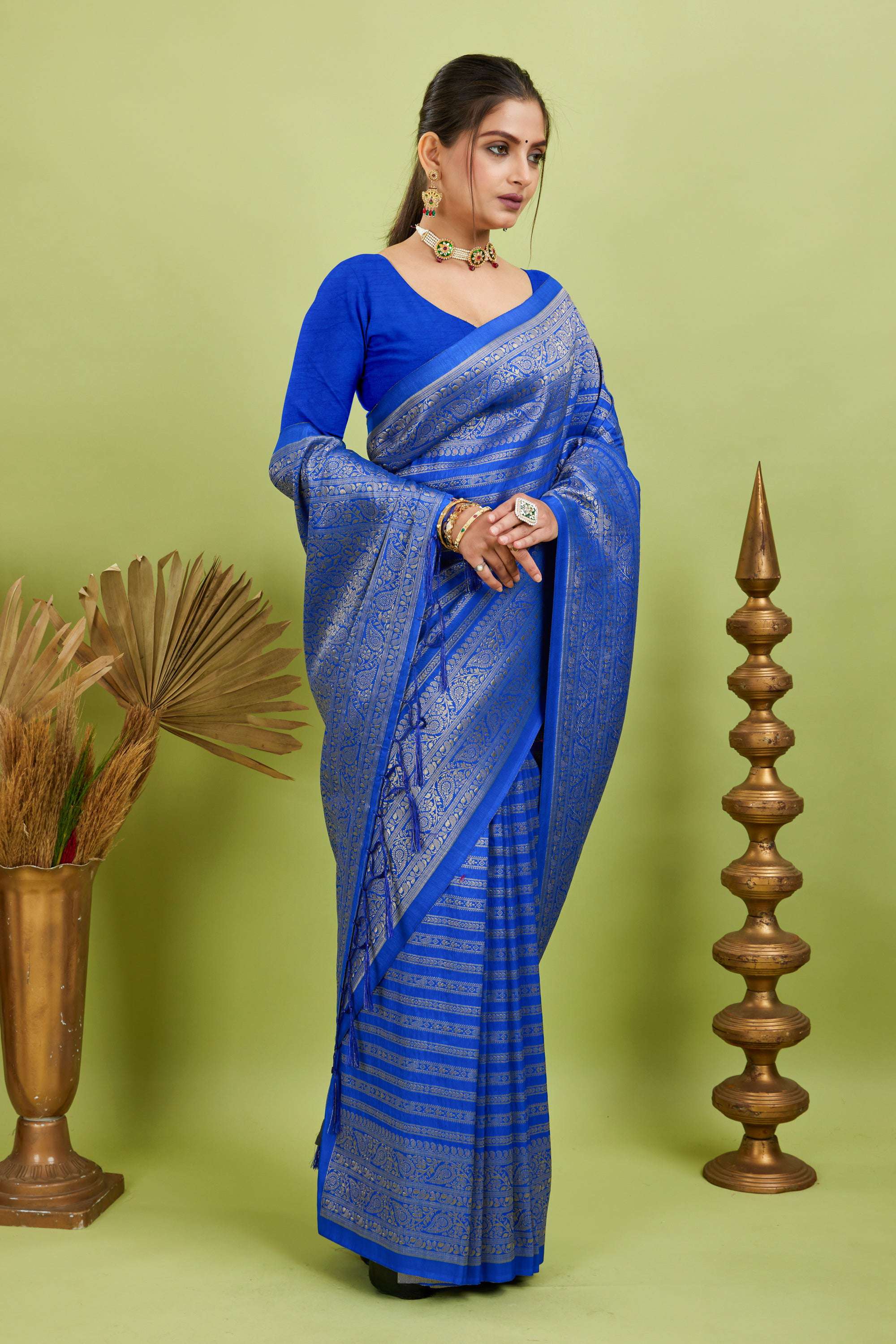 Blue Woven Banarasi Khadi Silk Saree