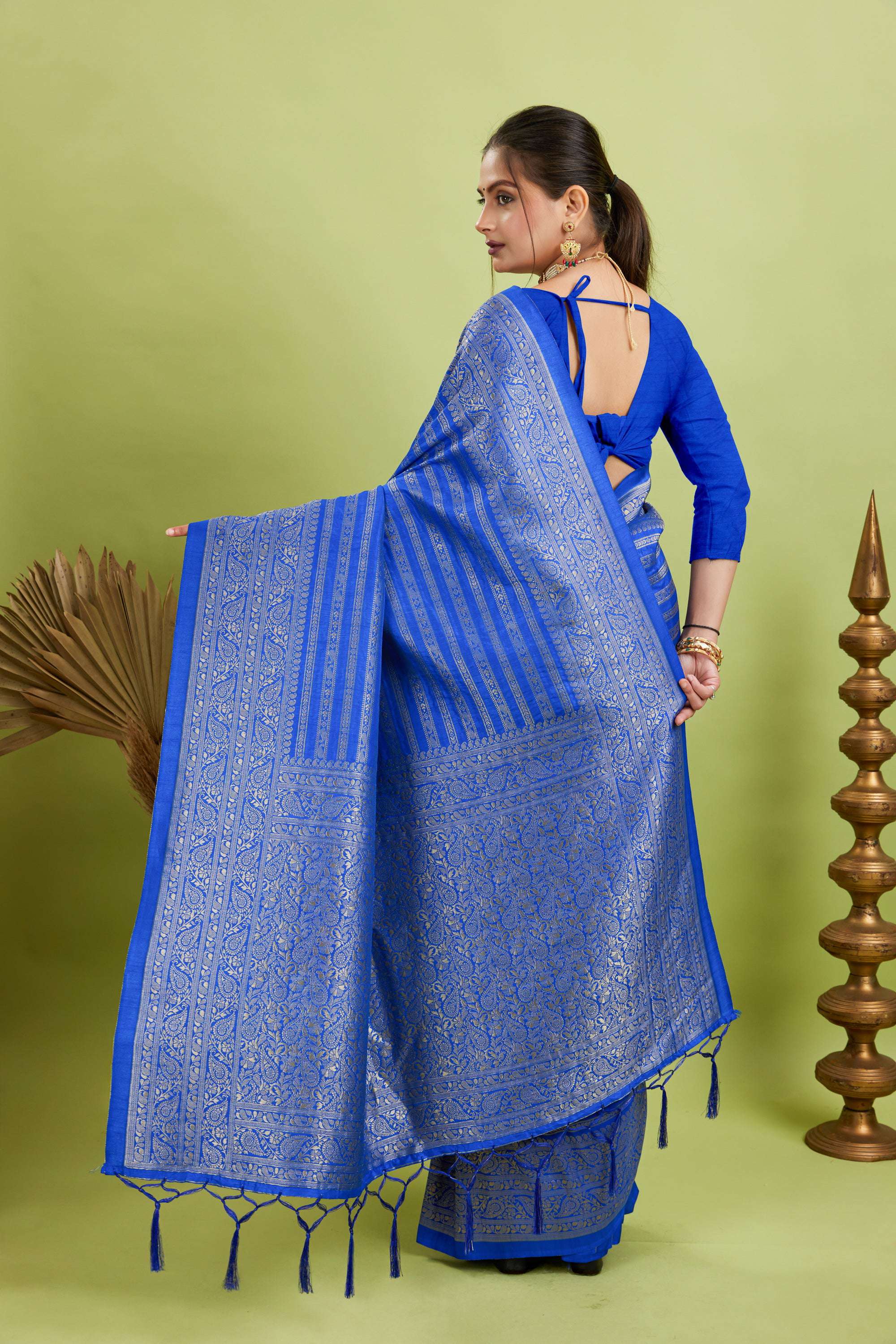 Blue Woven Banarasi Khadi Silk Saree