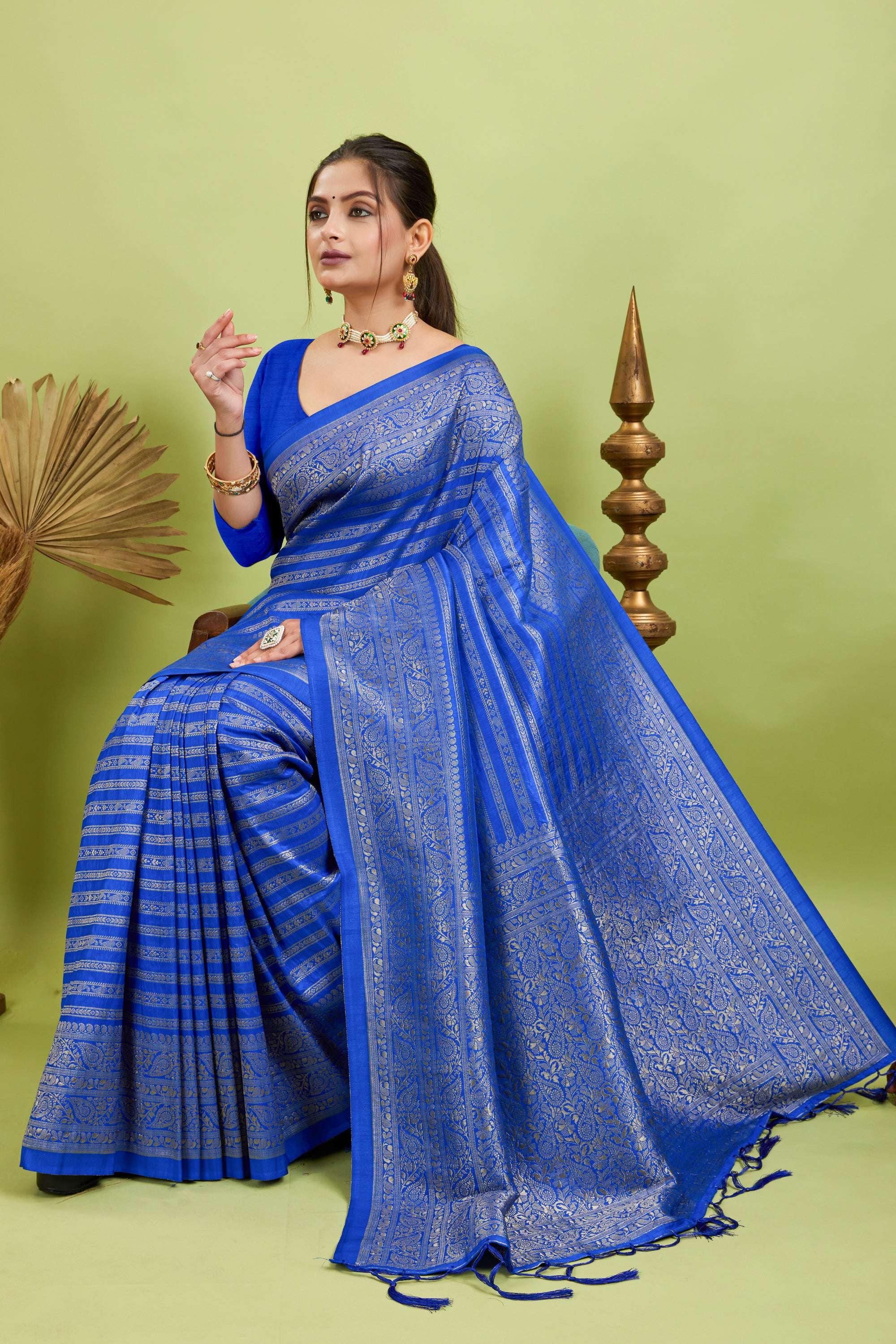 Blue Woven Banarasi Khadi Silk Saree