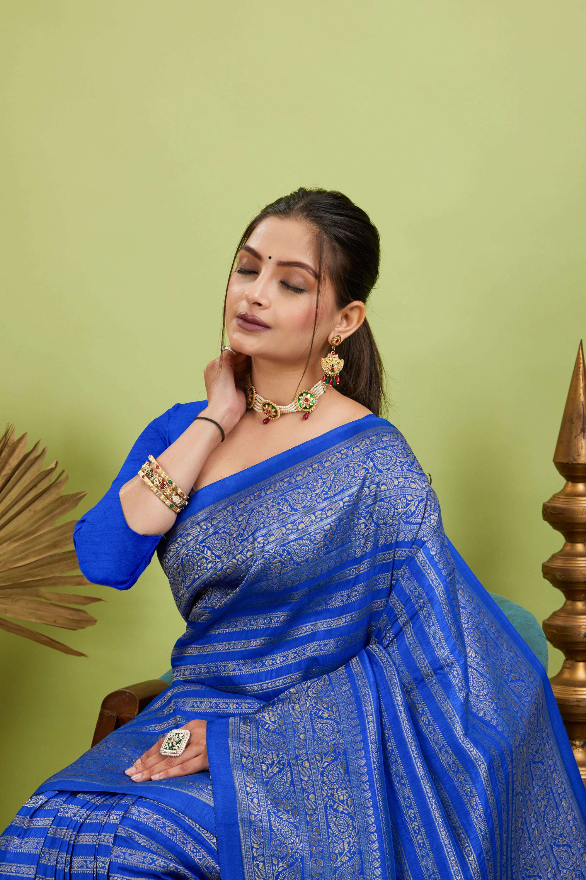 Blue Woven Banarasi Khadi Silk Saree