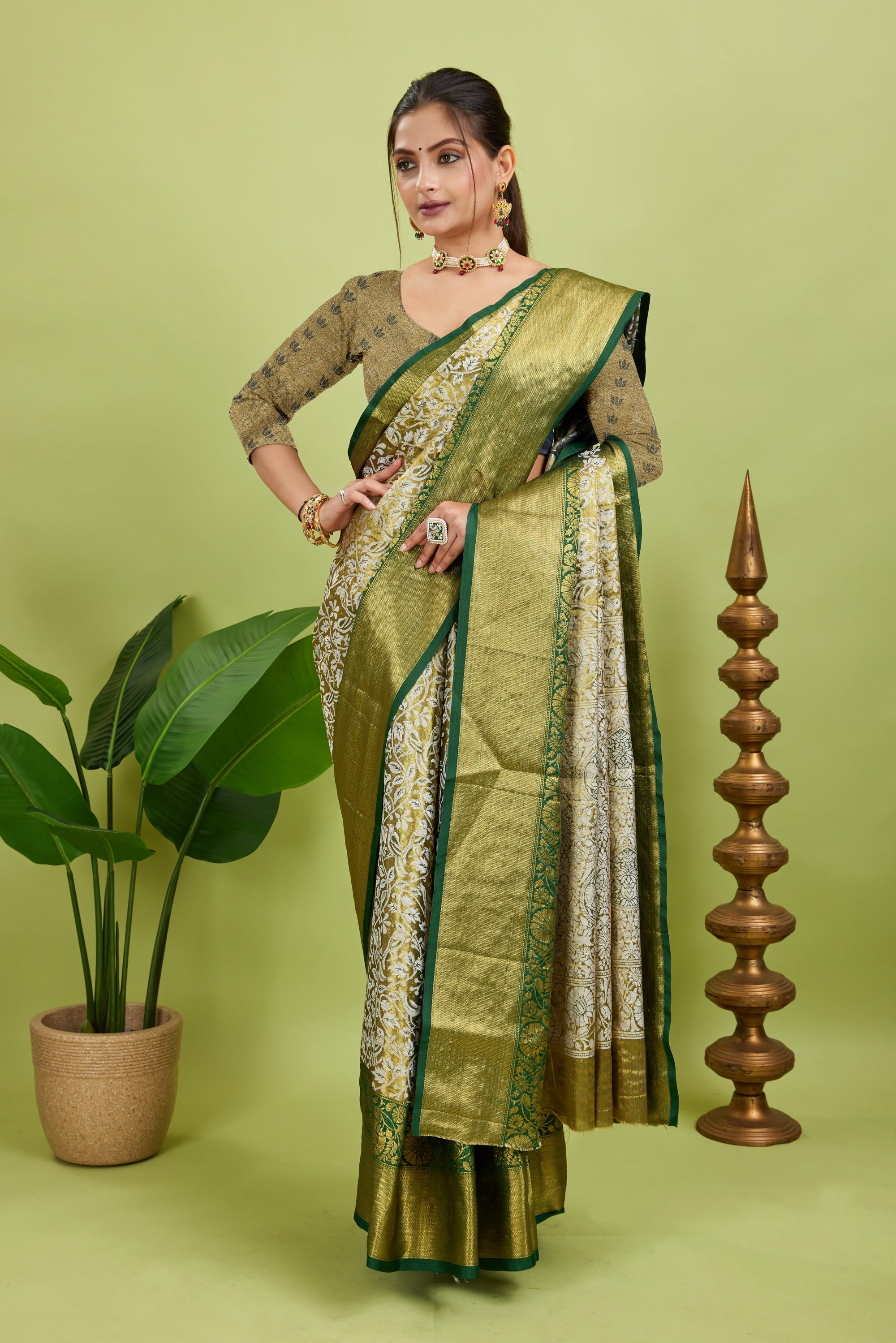 Green Woven Kanjivaram Silk Saree