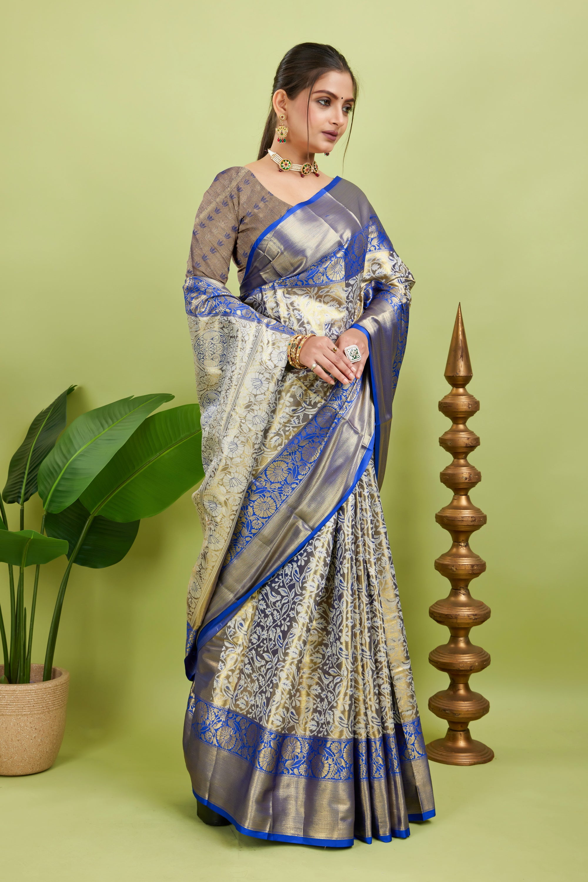Blue Woven Kanjivaram Silk Saree