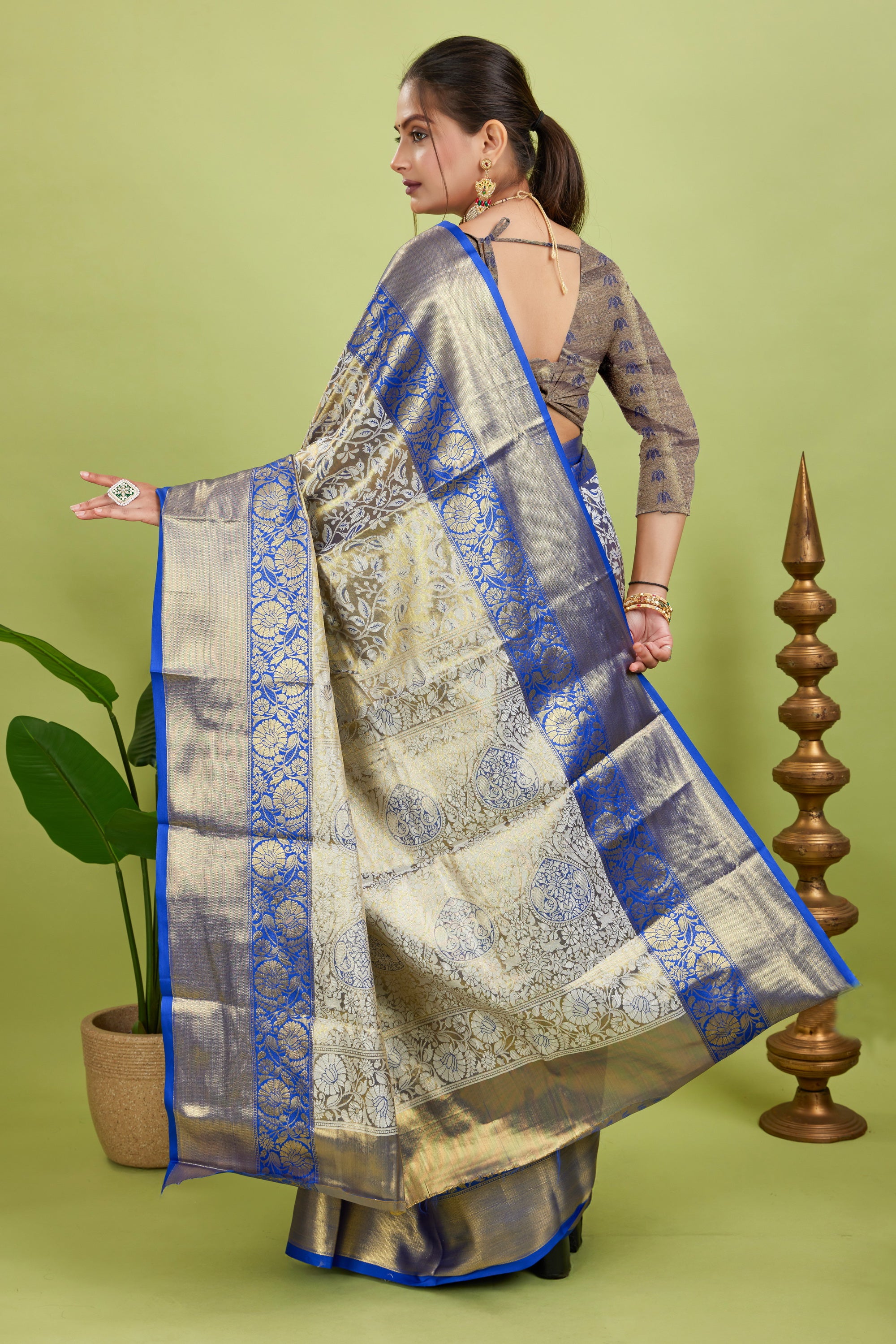 Blue Woven Kanjivaram Silk Saree