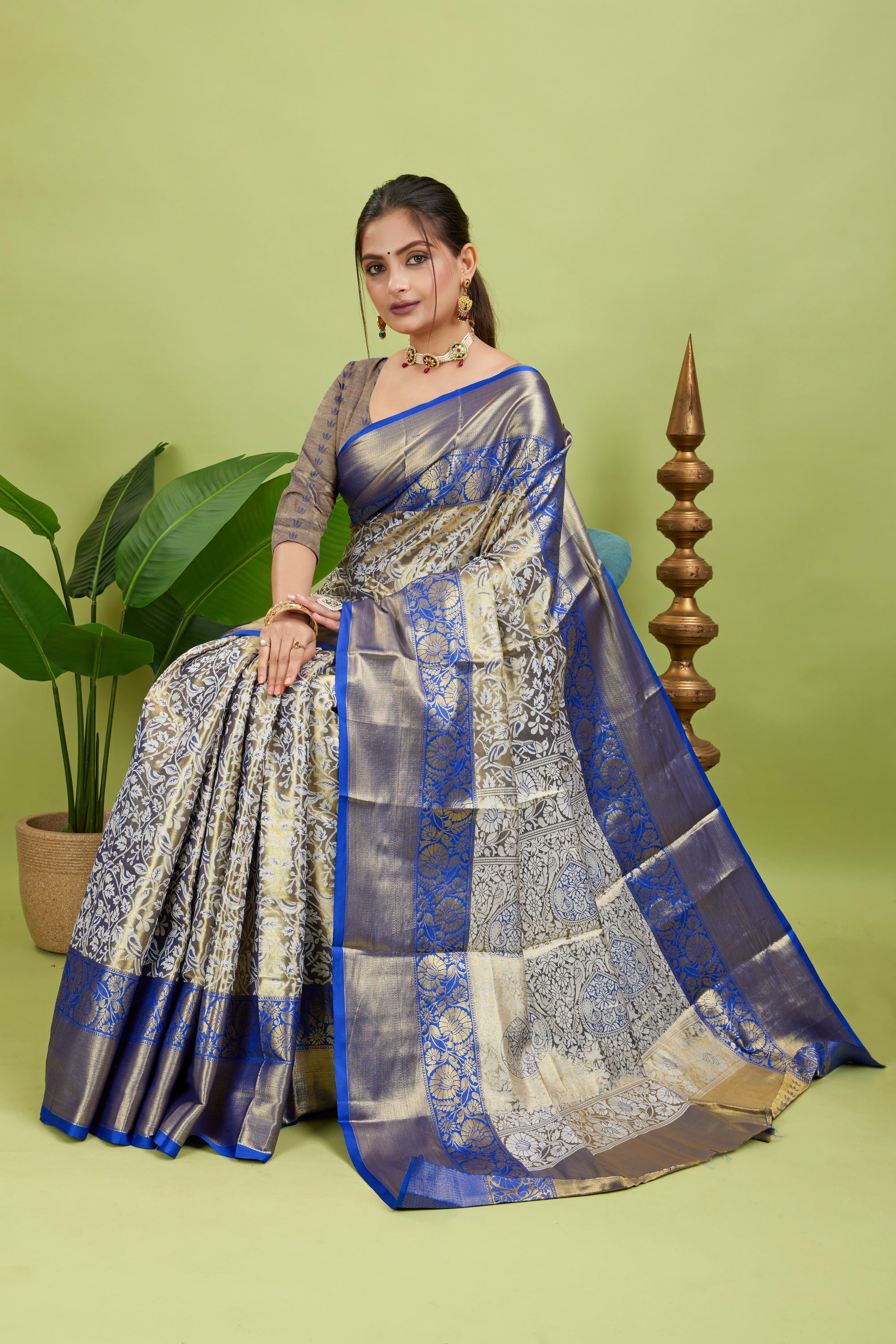 Blue Woven Kanjivaram Silk Saree