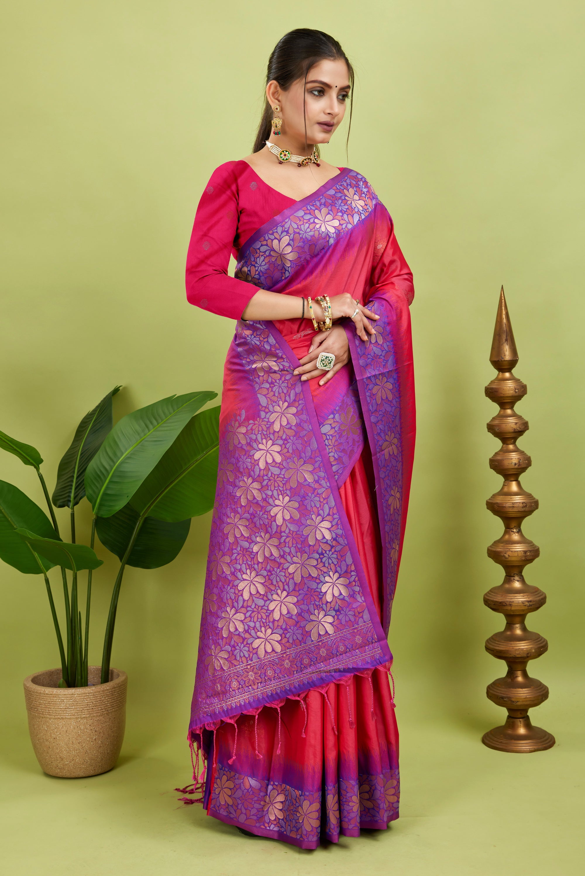 Pink Tone Banarasi Handloom Silk Saree