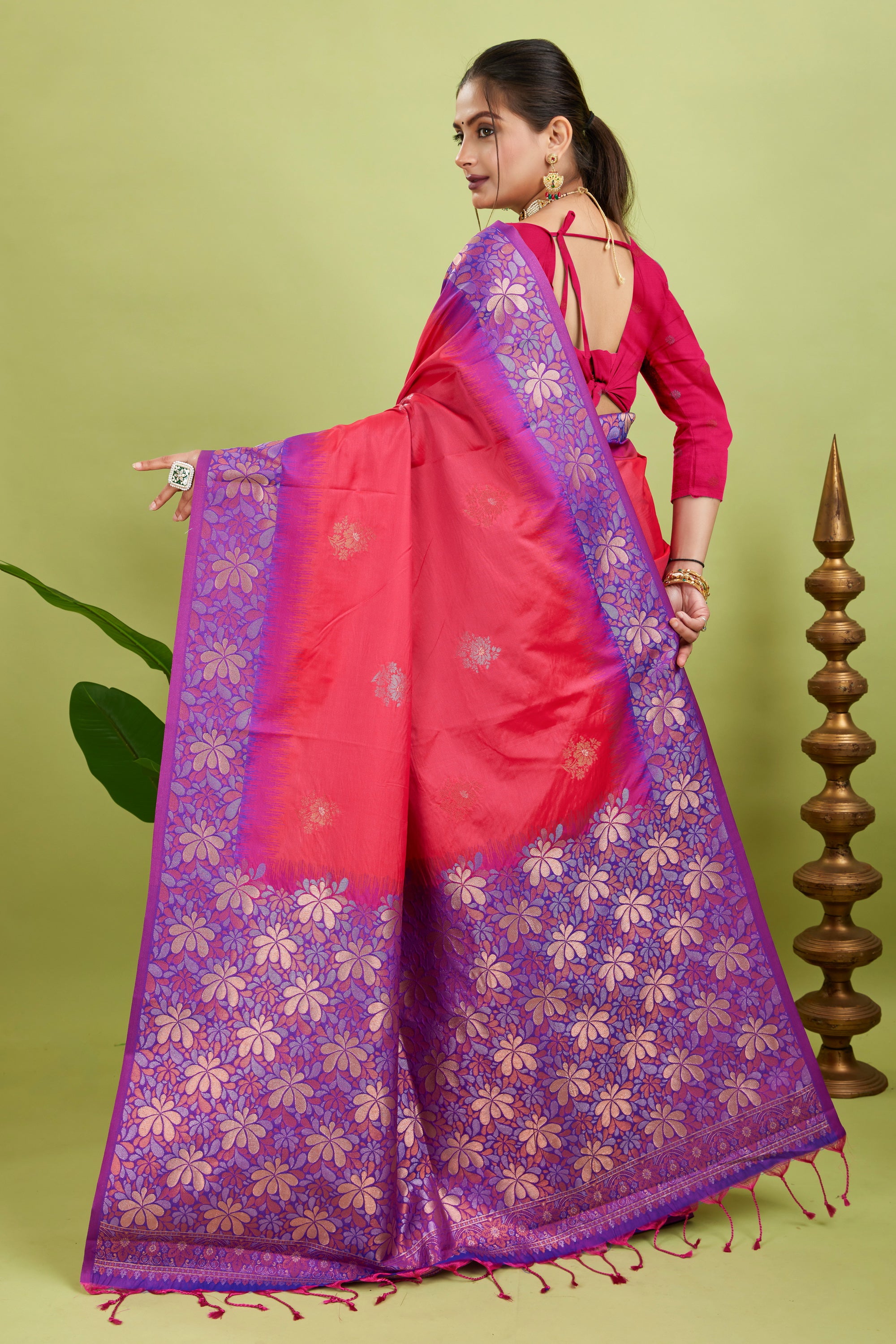 Pink Tone Banarasi Handloom Silk Saree