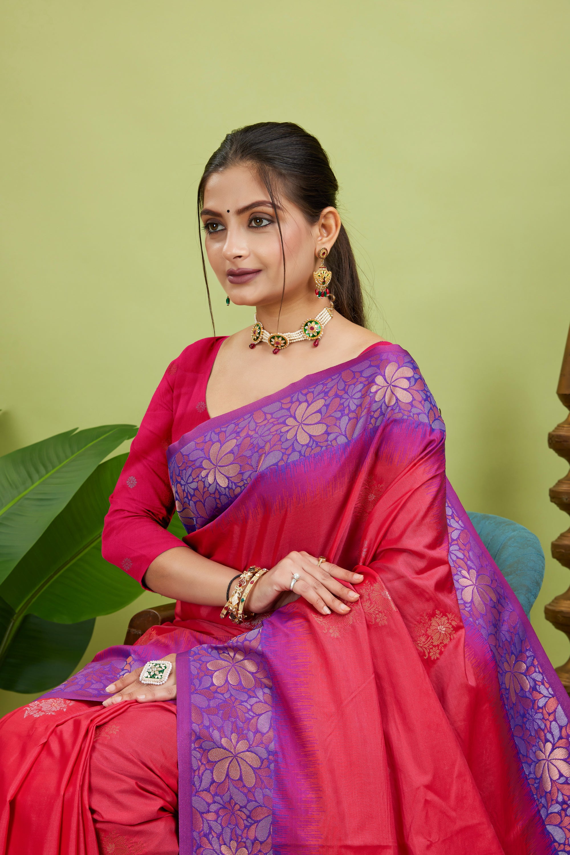 Pink Tone Banarasi Handloom Silk Saree