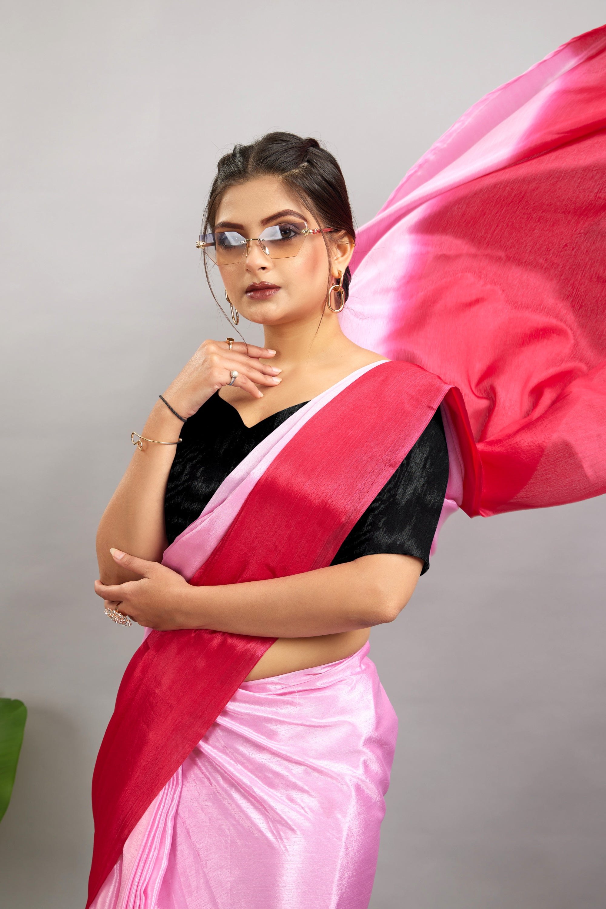 Baby Ready To Wear Two Toned Chinon Silk Saree