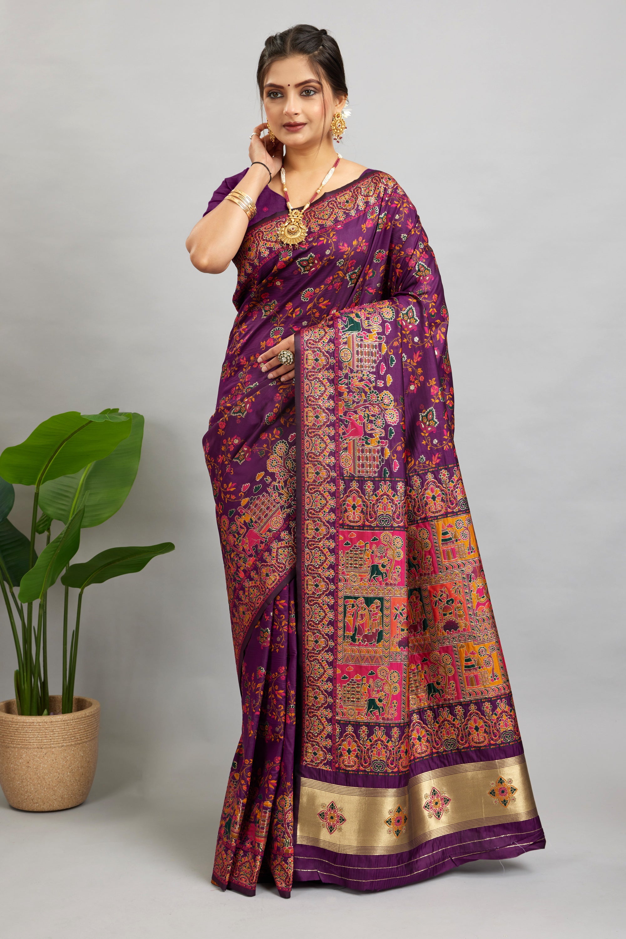 Purple Minakari Banarasi Saree