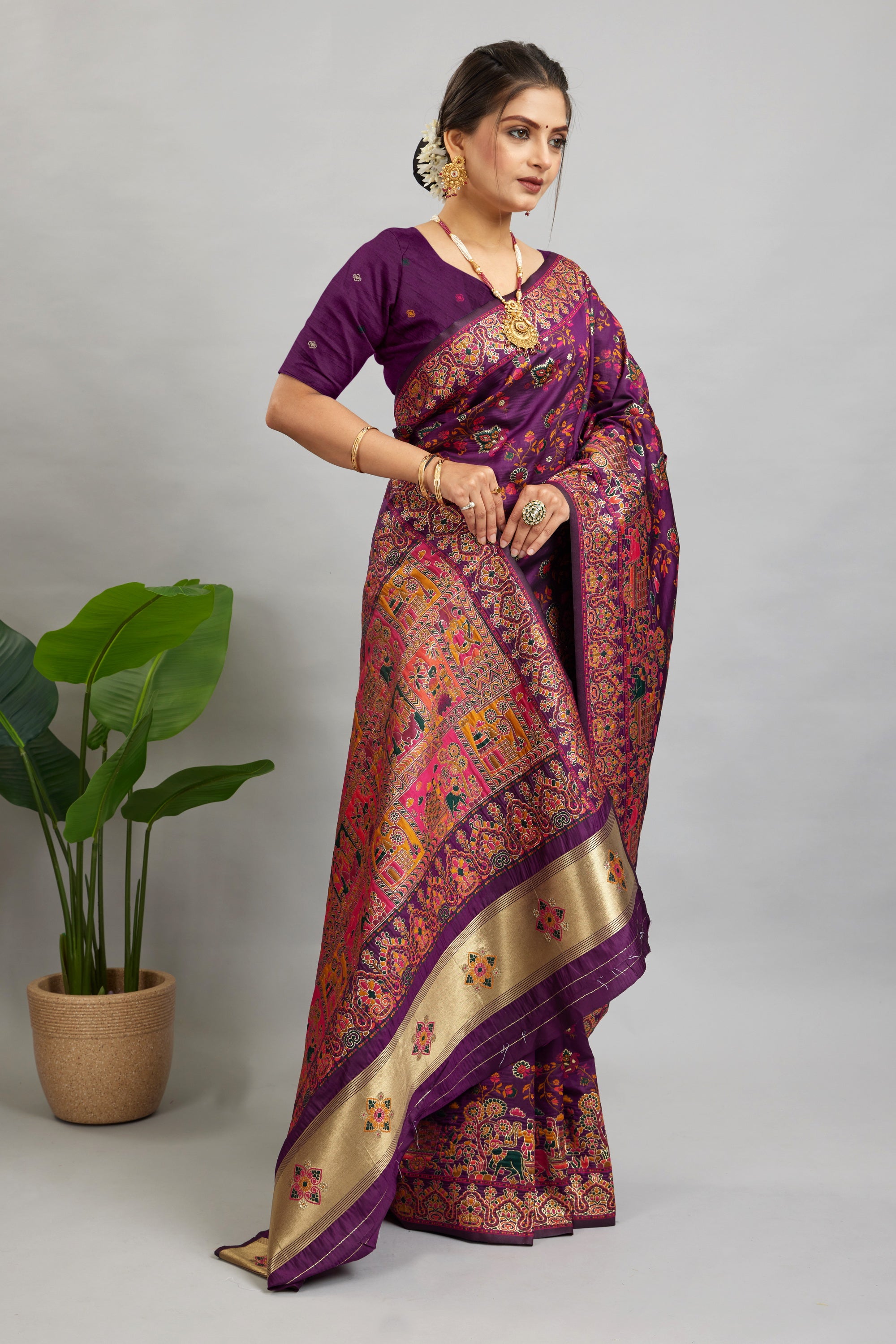 Purple Minakari Banarasi Saree