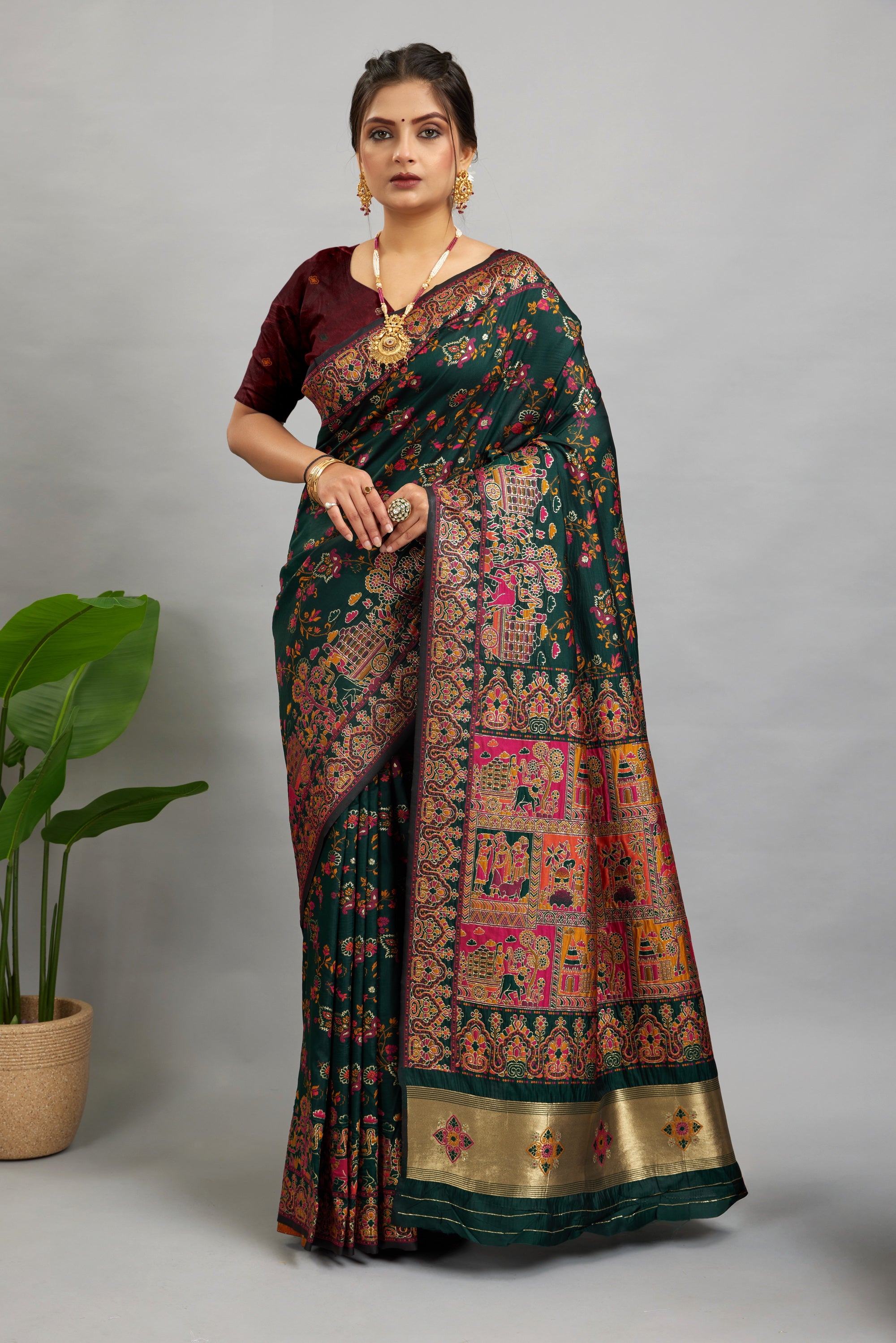 Green Minakari Banarasi Saree