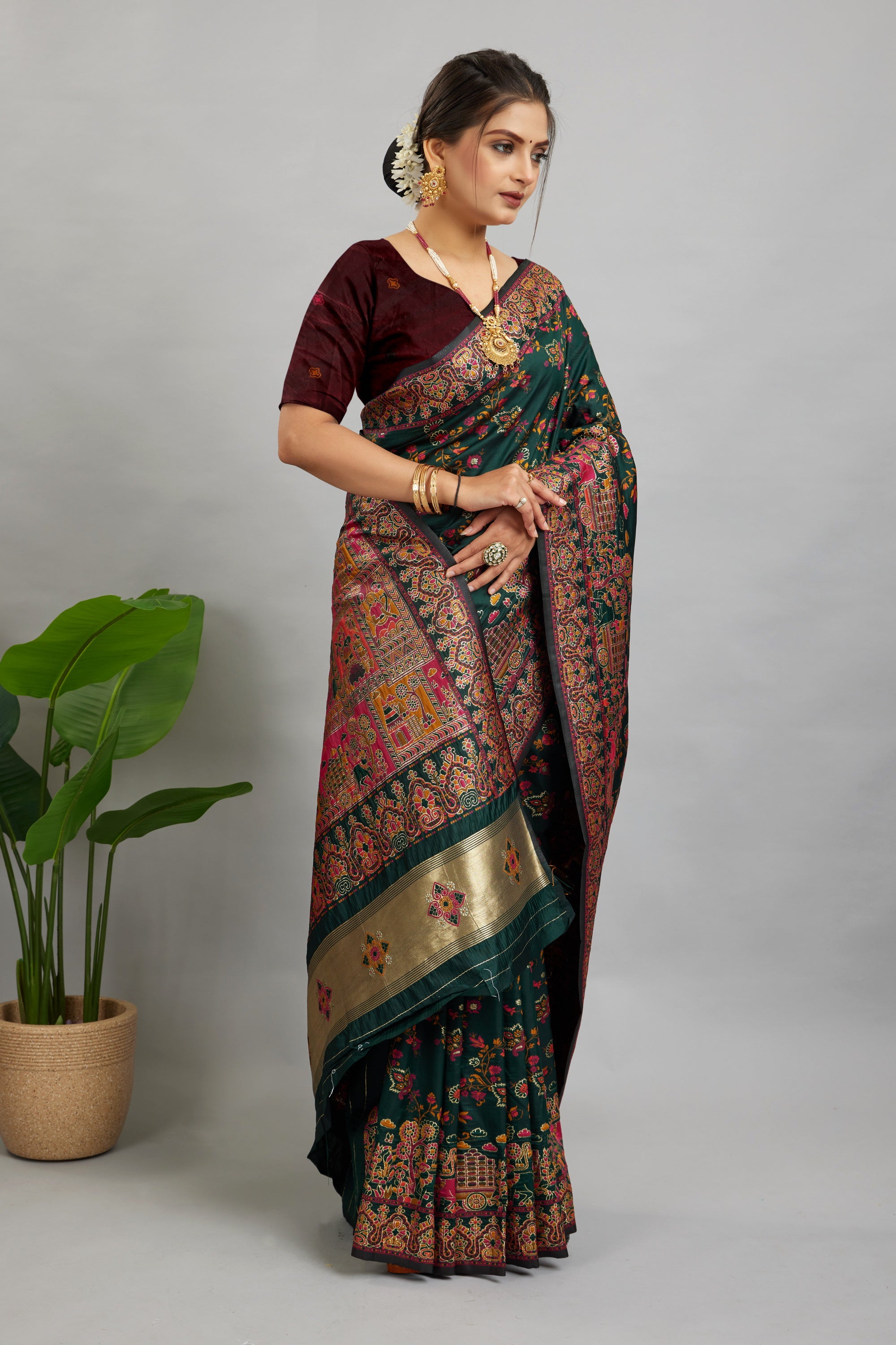 Green Minakari Banarasi Saree
