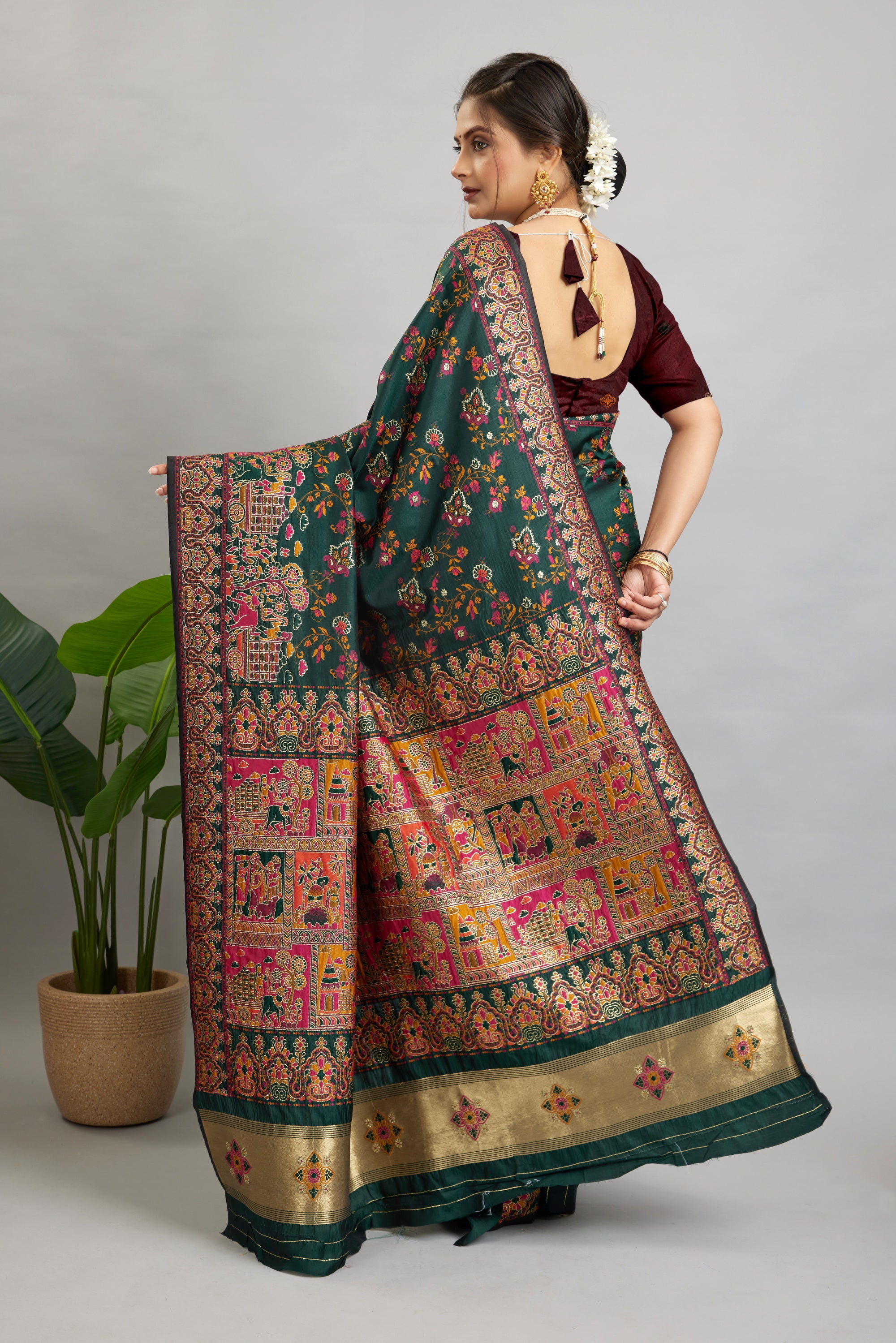 Green Minakari Banarasi Saree