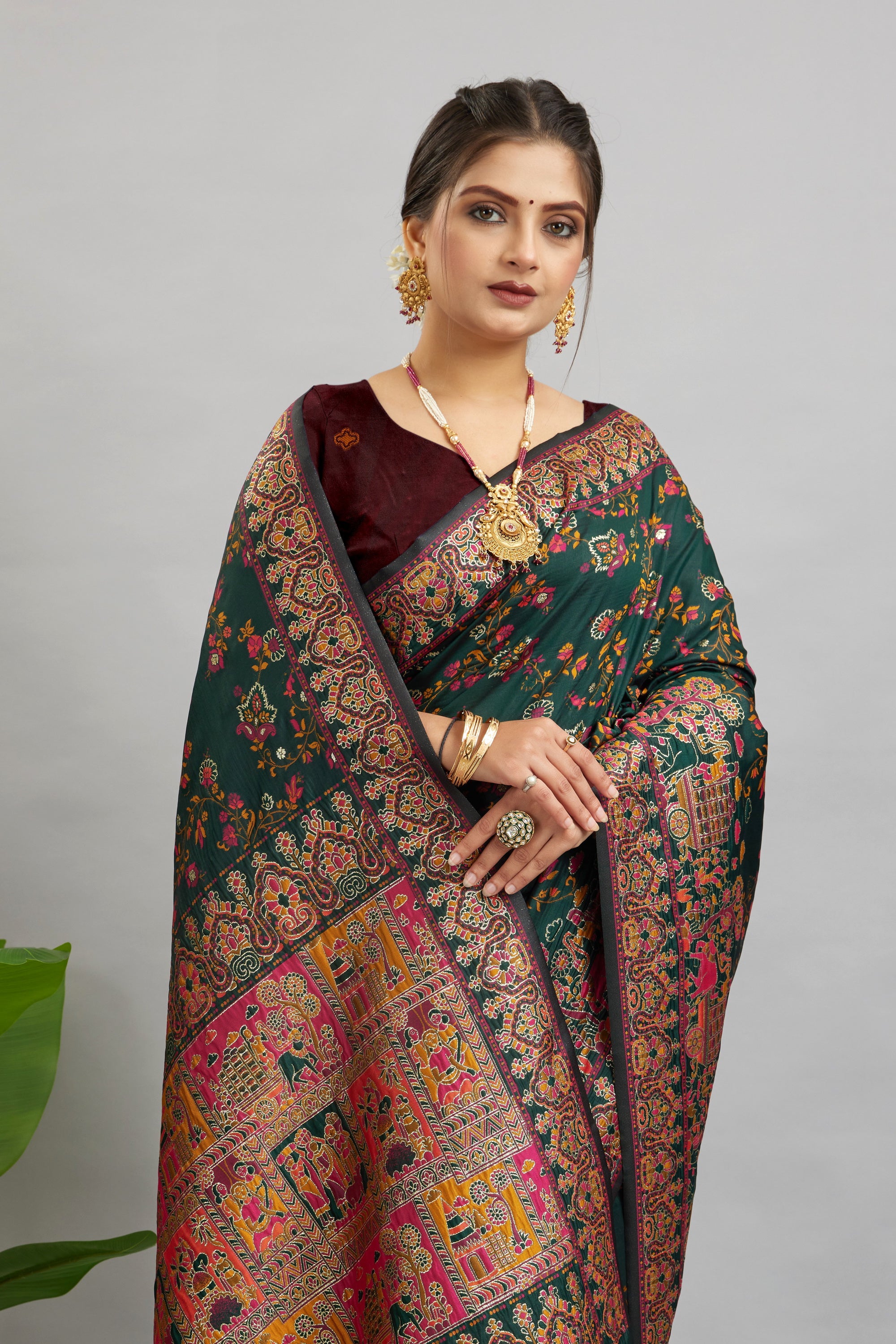 Green Minakari Banarasi Saree