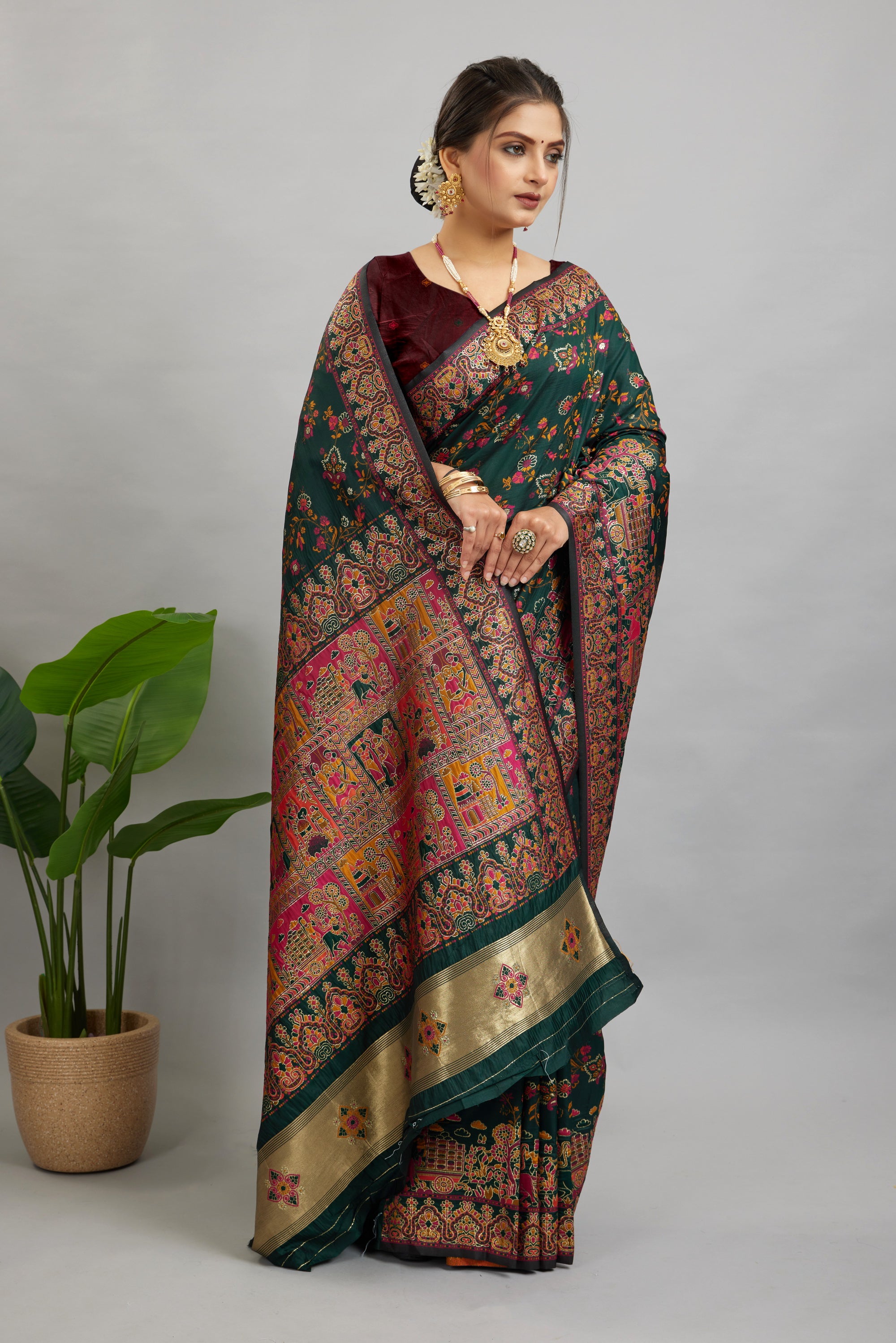 Green Minakari Banarasi Saree