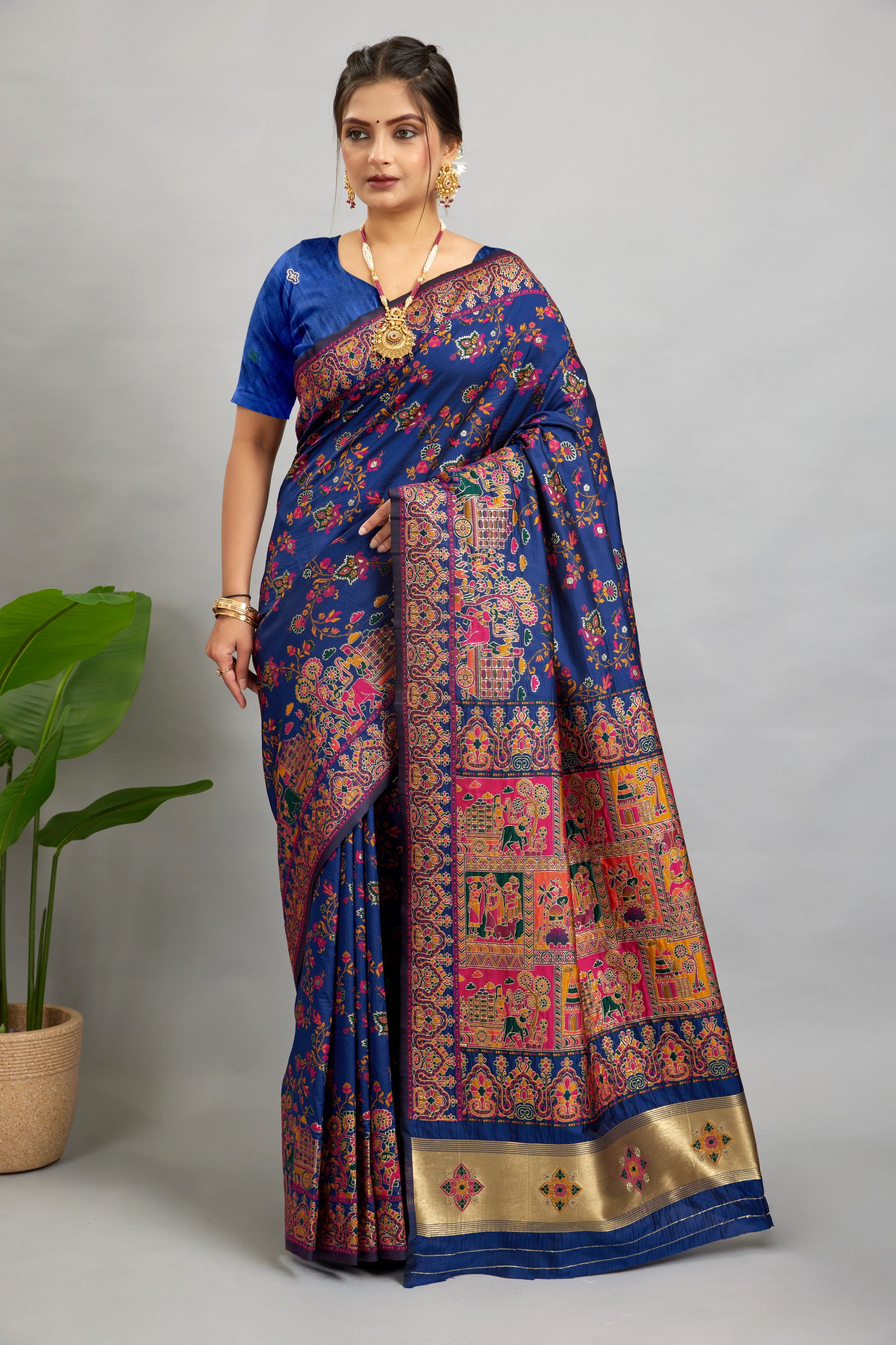 Navy Minakari Banarasi Saree