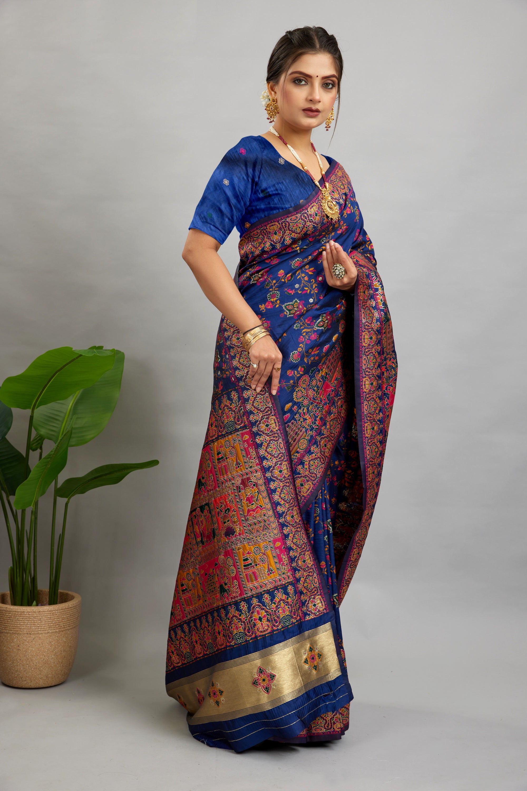 Navy Minakari Banarasi Saree