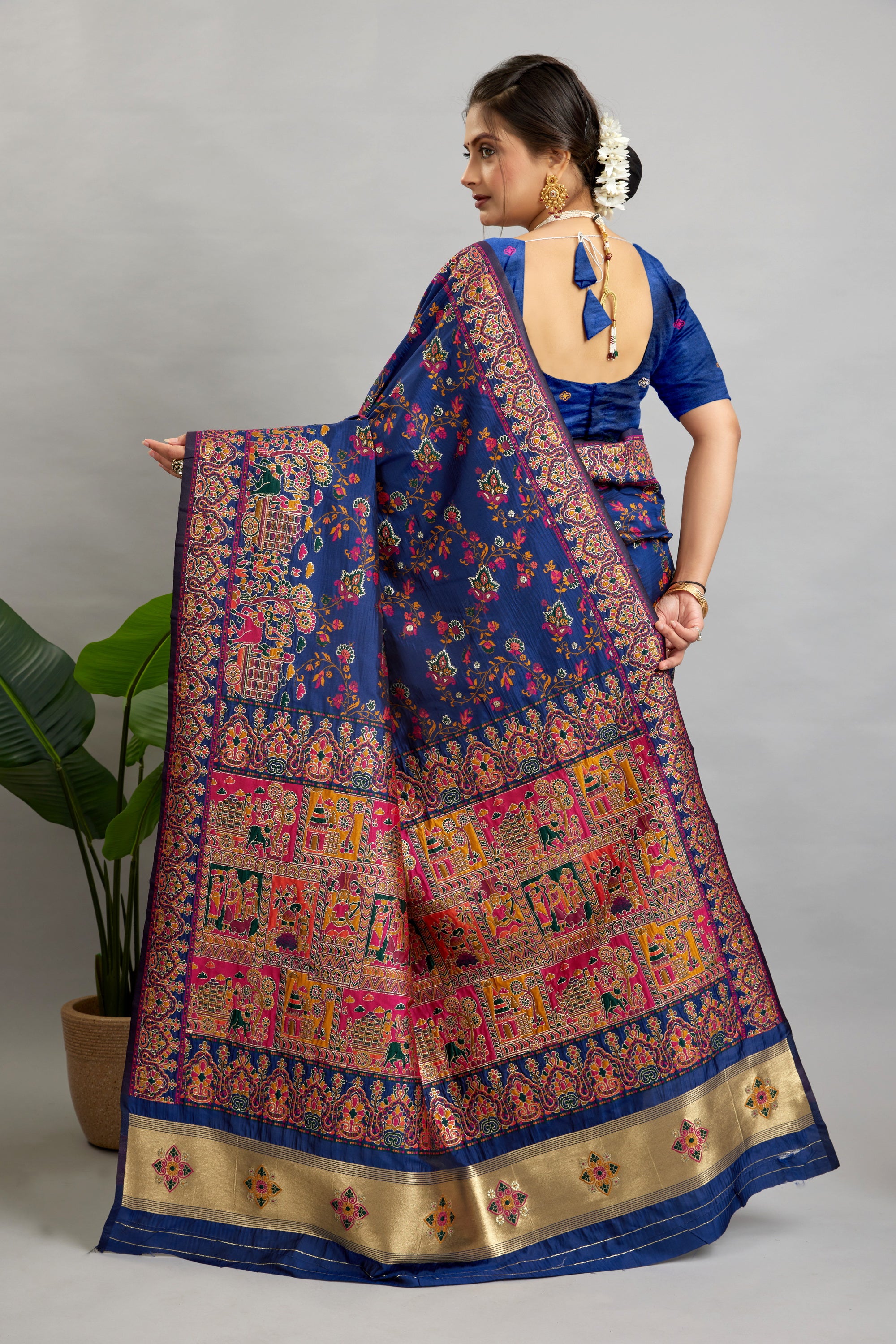 Navy Minakari Banarasi Saree