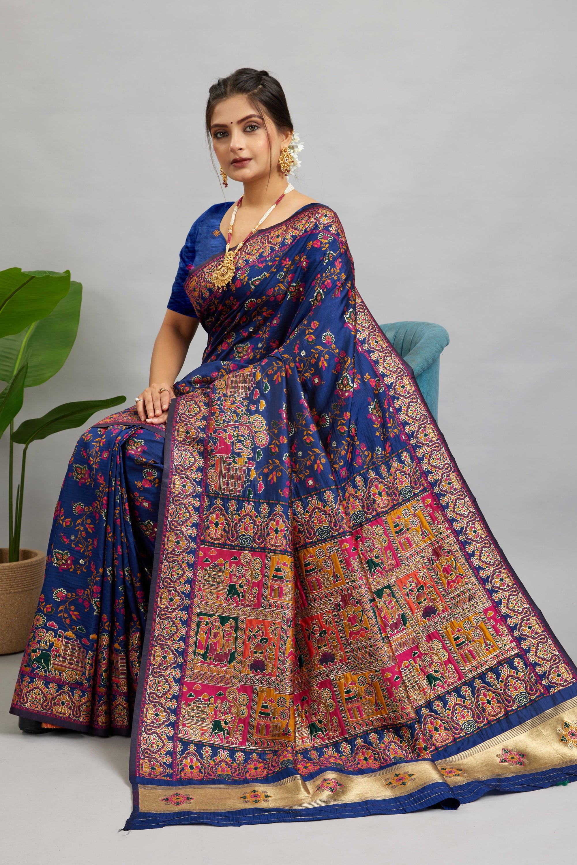 Navy Minakari Banarasi Saree