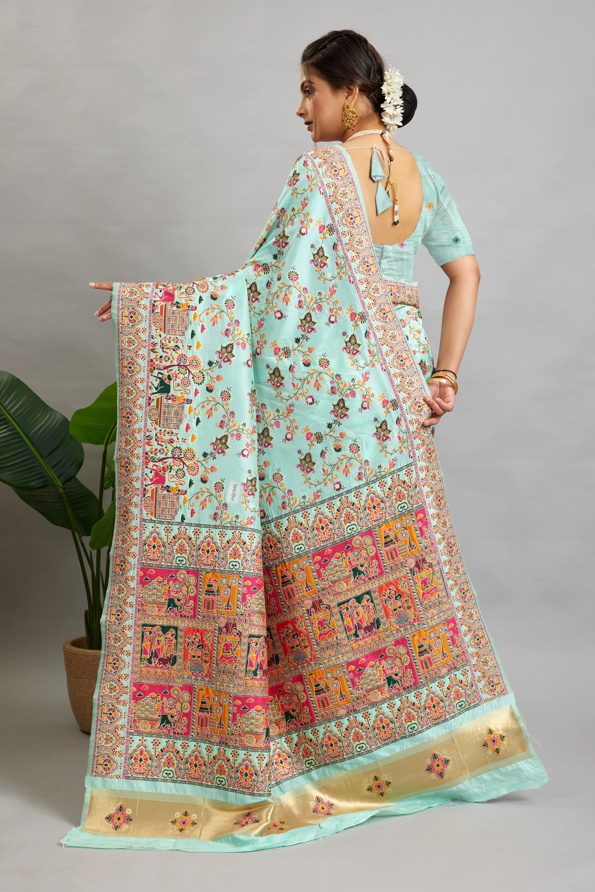 Mint Minakari Banarasi Saree
