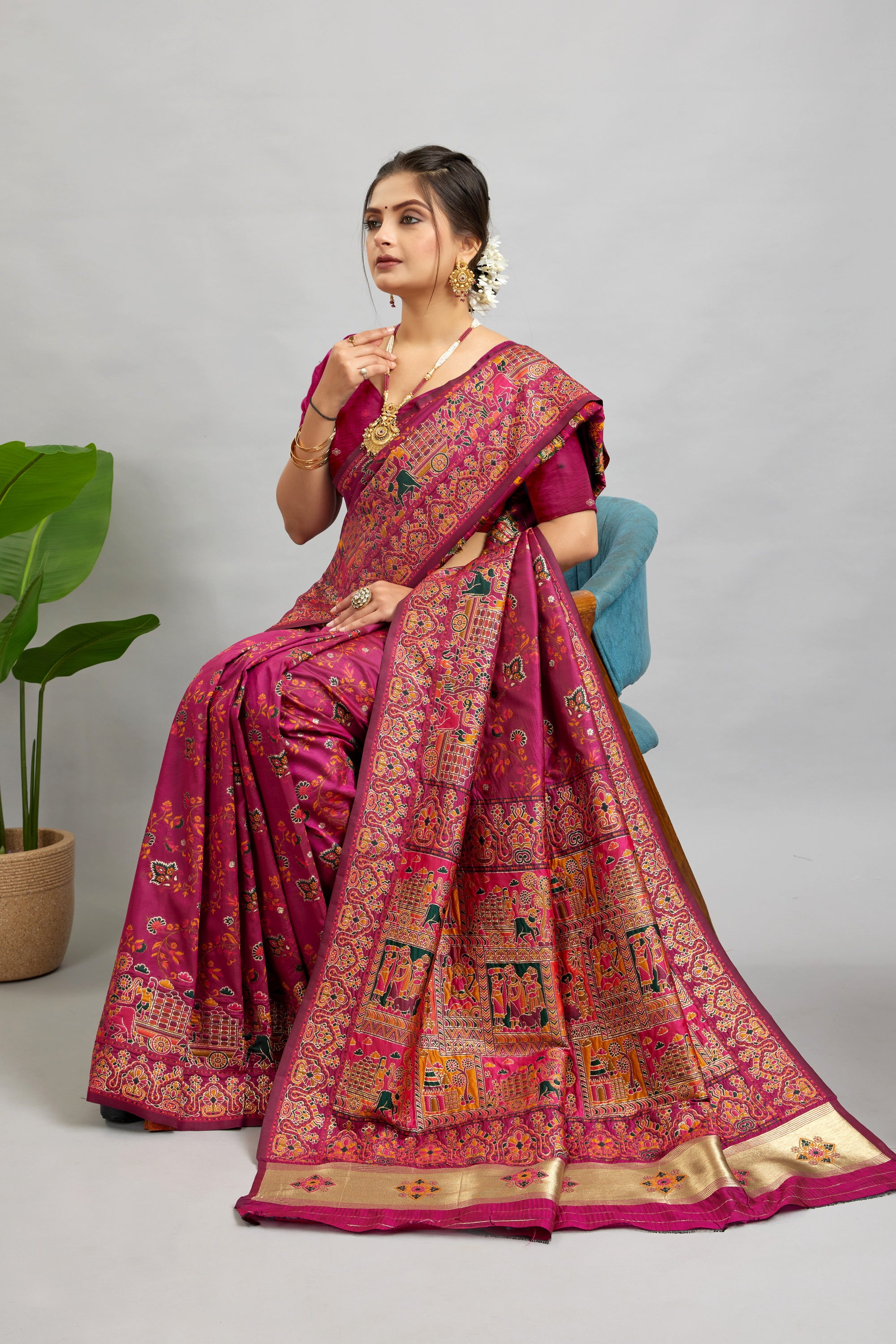 Red Minakari Banarasi Saree