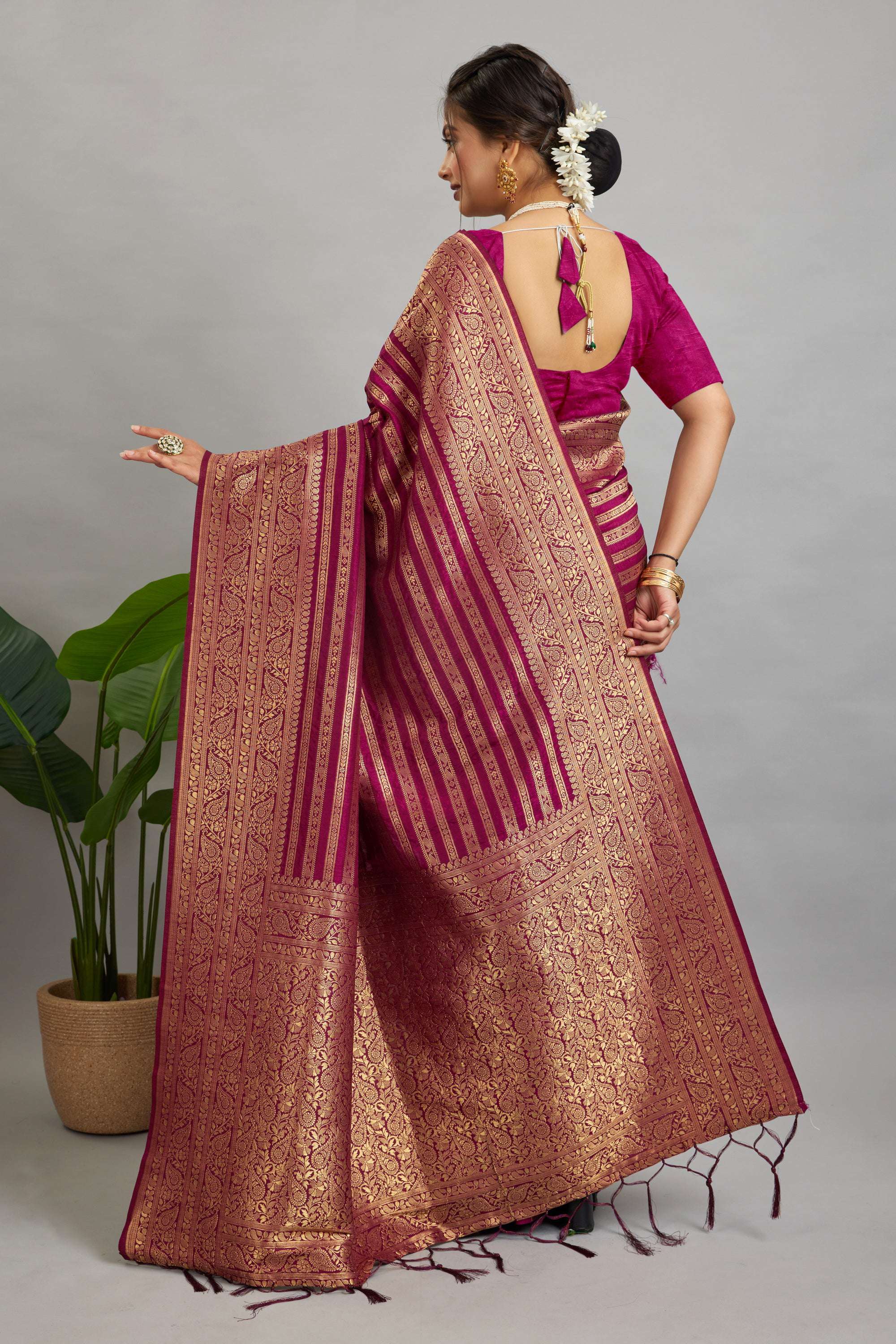 Purple Woven Banarasi Khadi Silk Saree