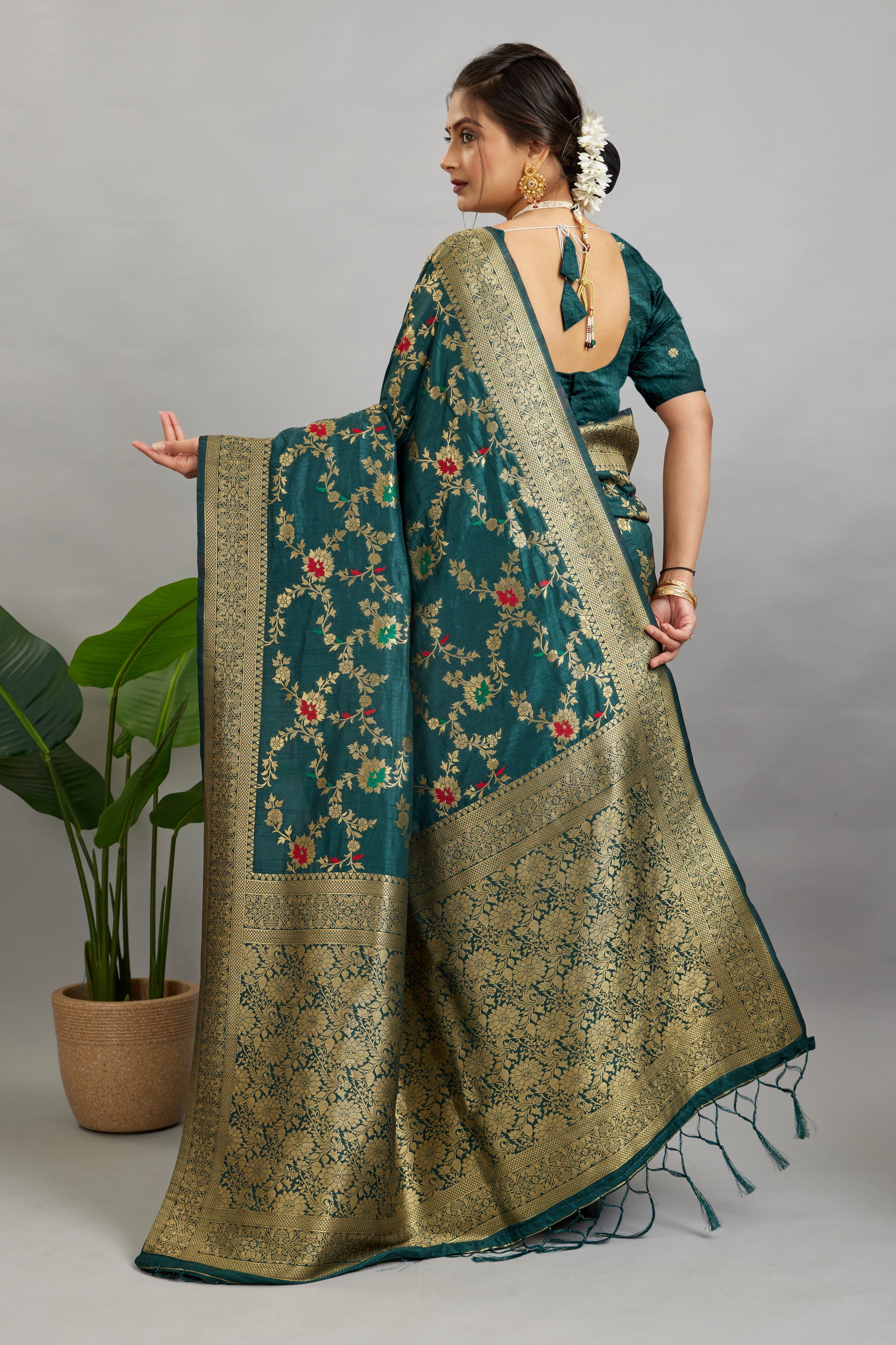 Rama Pure Banarasi Khadi Silk Saree