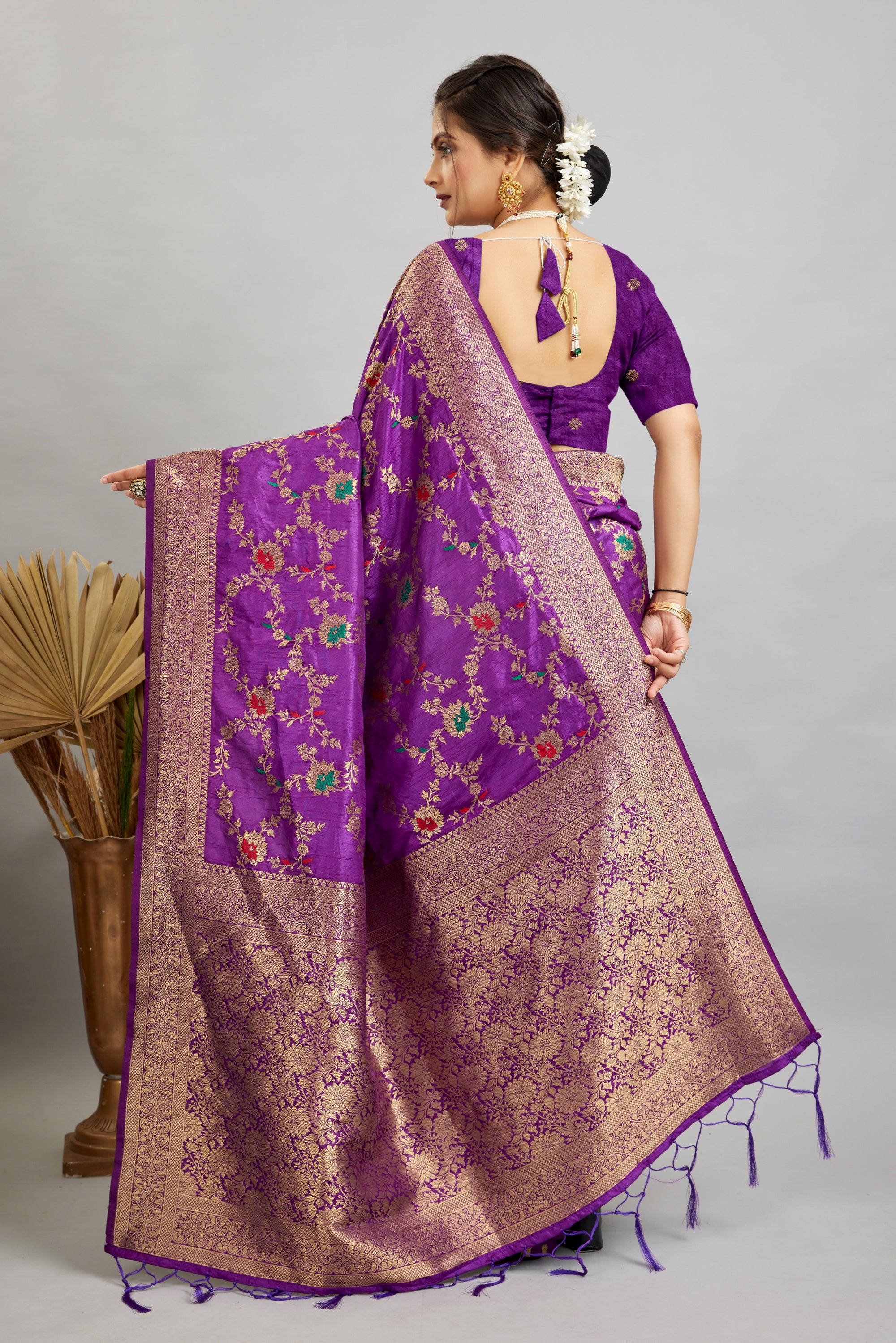 Purple Pure Banarasi Khadi Silk Saree
