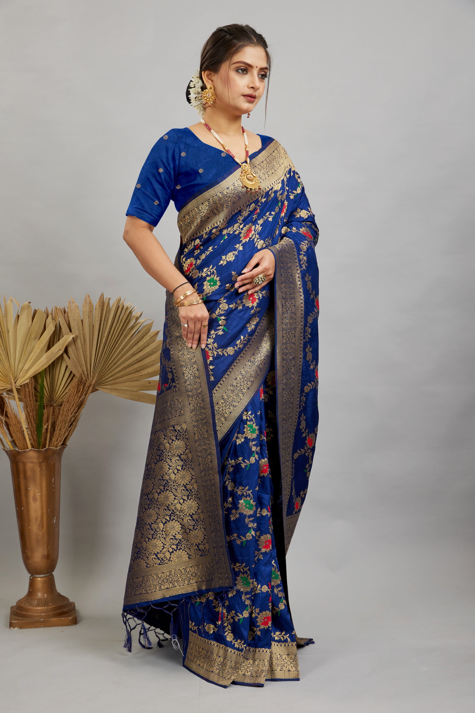 Blue Pure Banarasi Khadi Silk Saree