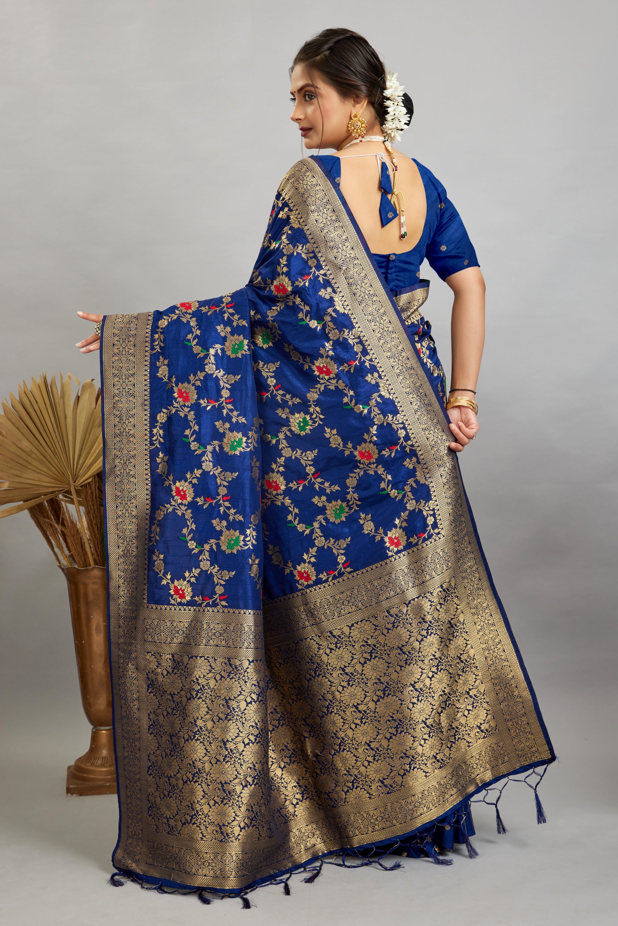 Blue Pure Banarasi Khadi Silk Saree