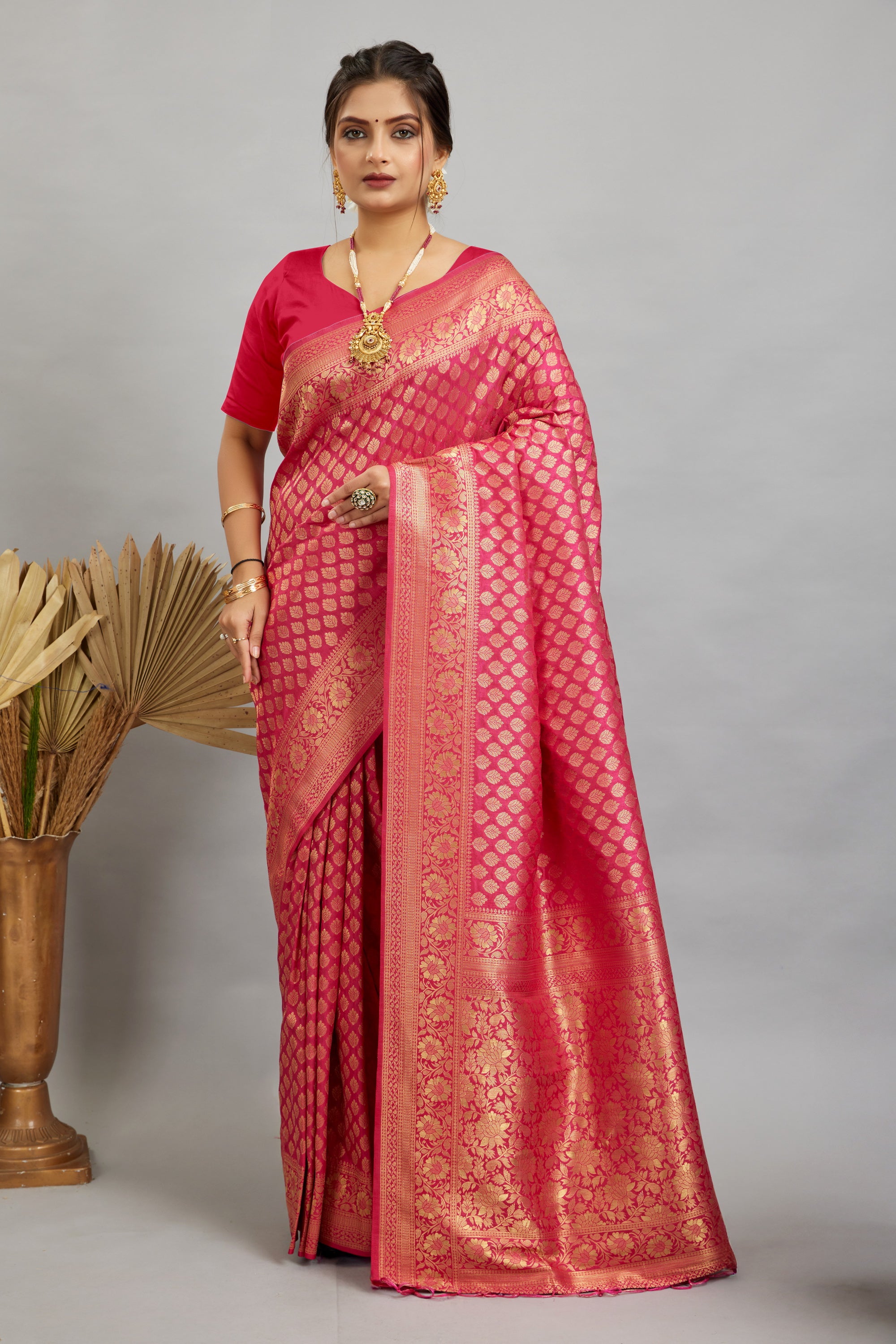 Pink Pure Soft Khadi Silk Saree