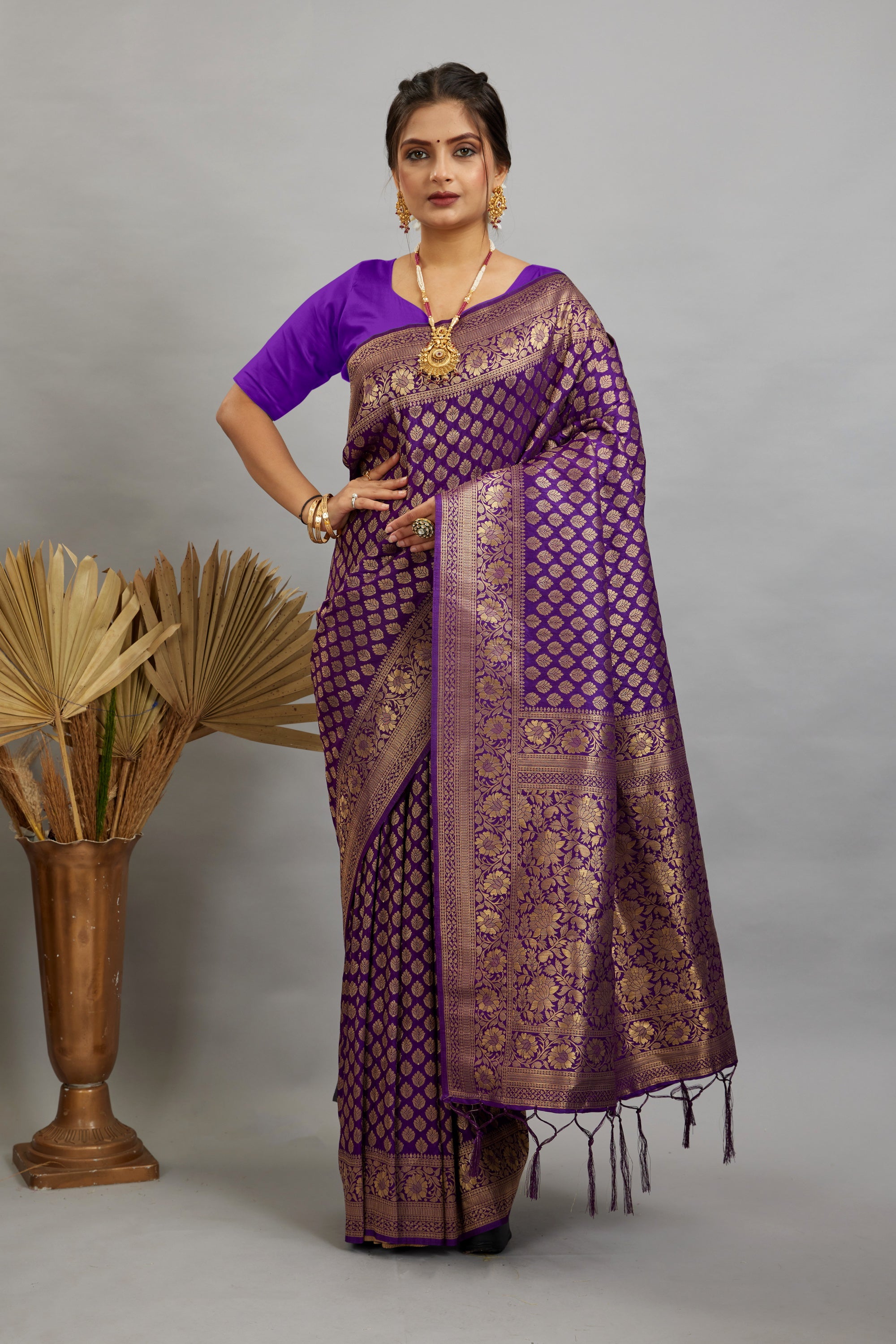 Purple Pure Soft Khadi Silk Saree