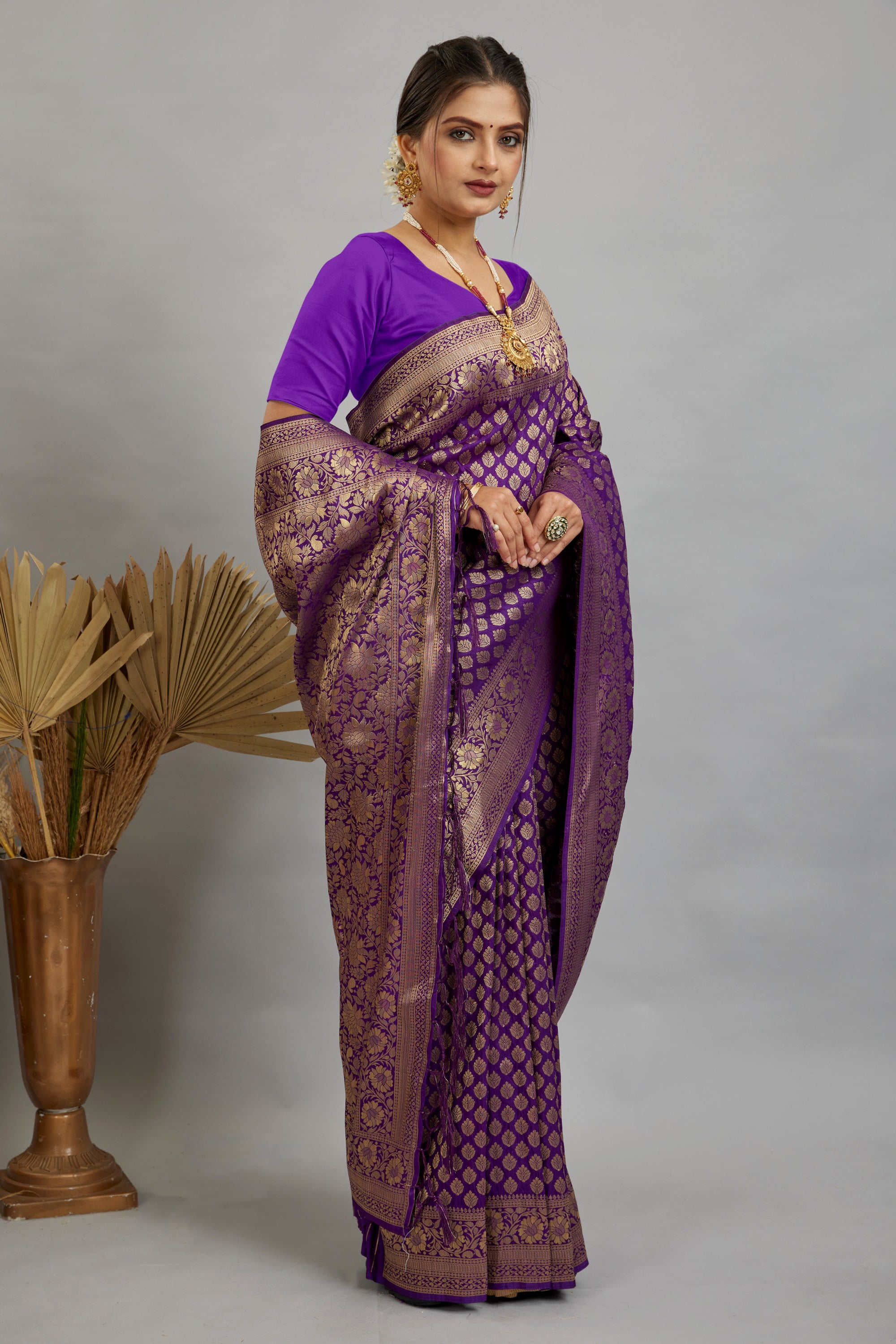 Purple Pure Soft Khadi Silk Saree